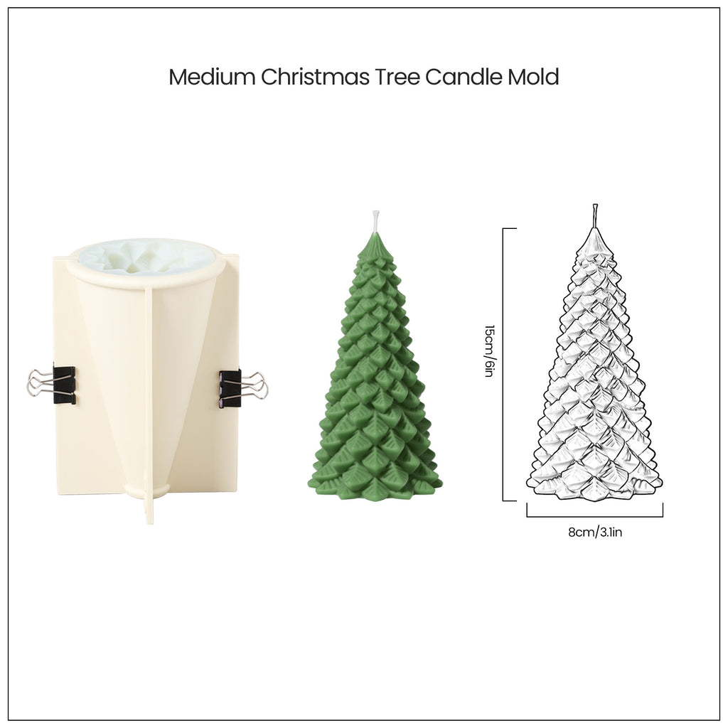 6-inch Christmas pine candle and white silicone mold and finished product size display-Boowan Nicole