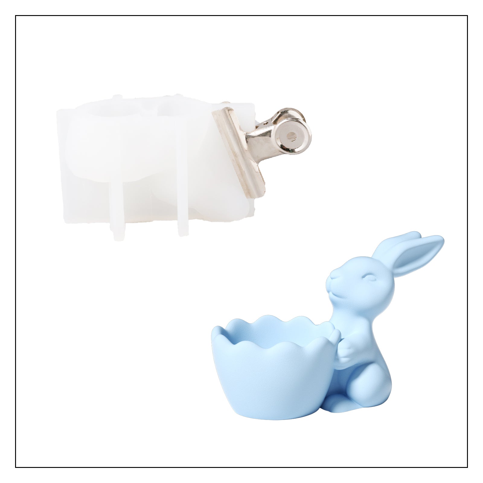 Silicone molds and ready-made Easter bunny egg cups