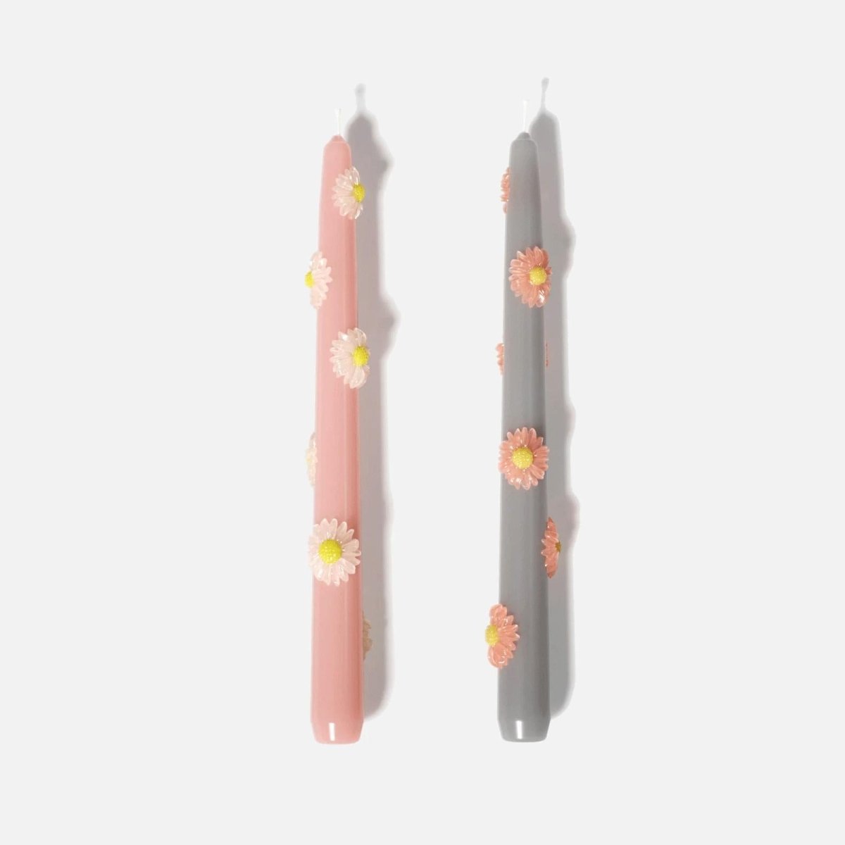 BLOSSOM Taper Candle Daisy Delight - Set of 2 Petal Pink & Mist Gray - Long VersionCandleC0281-[3]