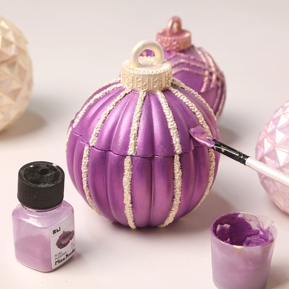 Geometric Pattern Christmas Bauble Candle Jar Silicone Mold Collection