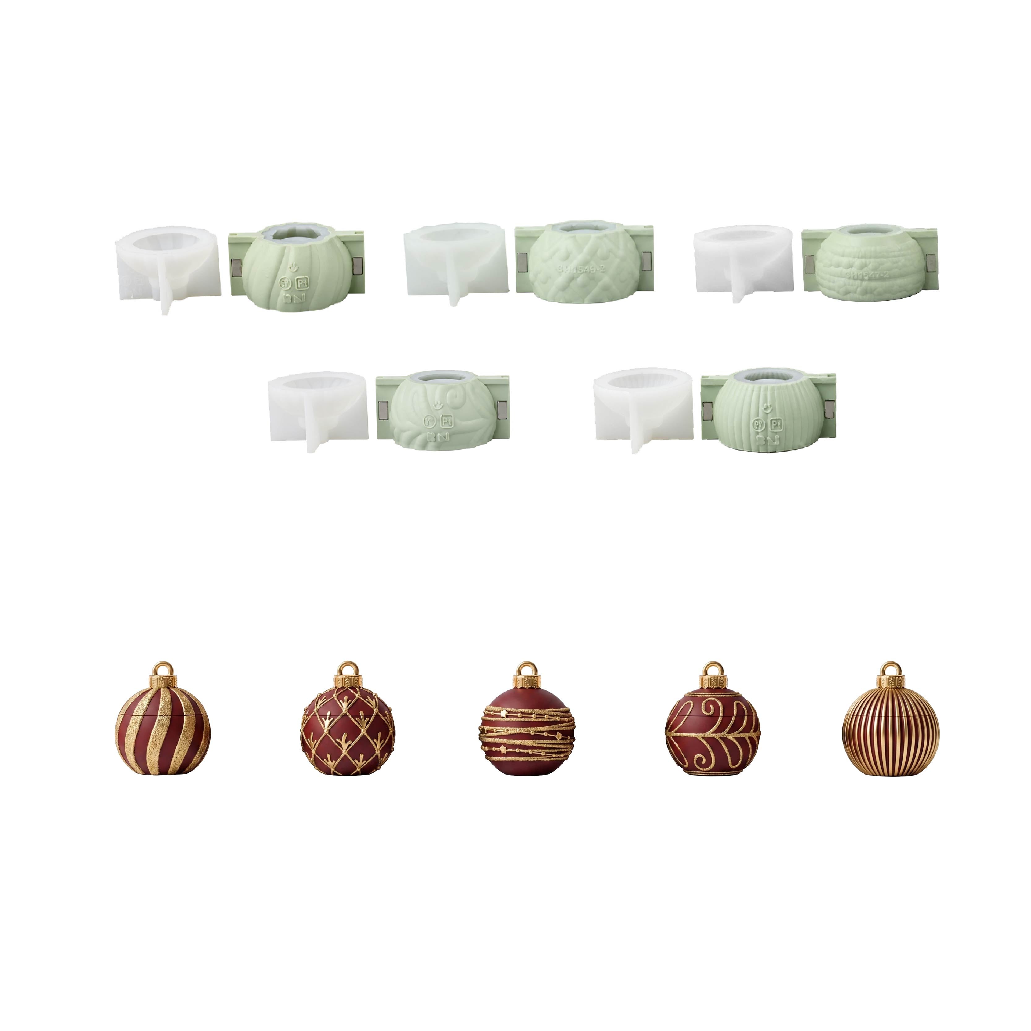 Sparkling Night Christmas Bauble Candle Jar Silicone Mold Collection