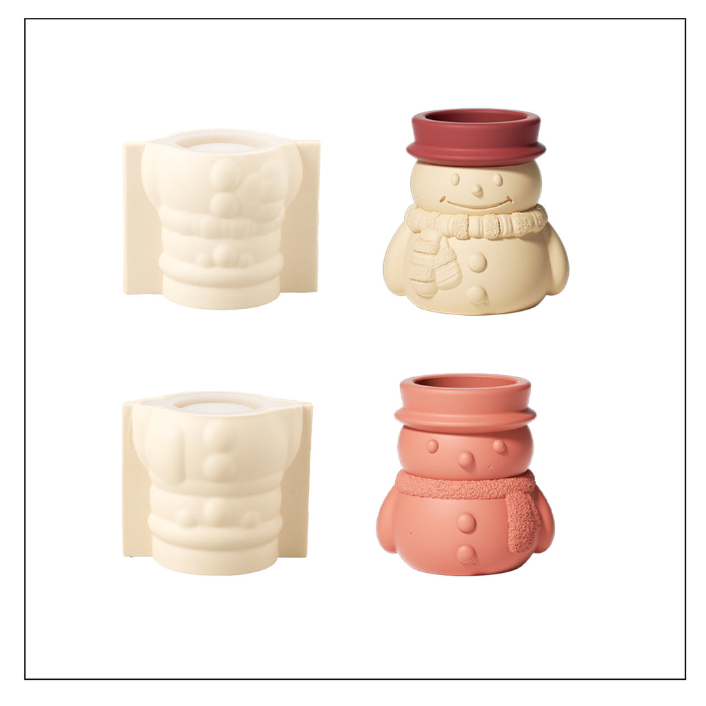 White and Red Cheery Snowman's Winter Glow Candle Jar and White Silicone Mold - Boowan Nicole