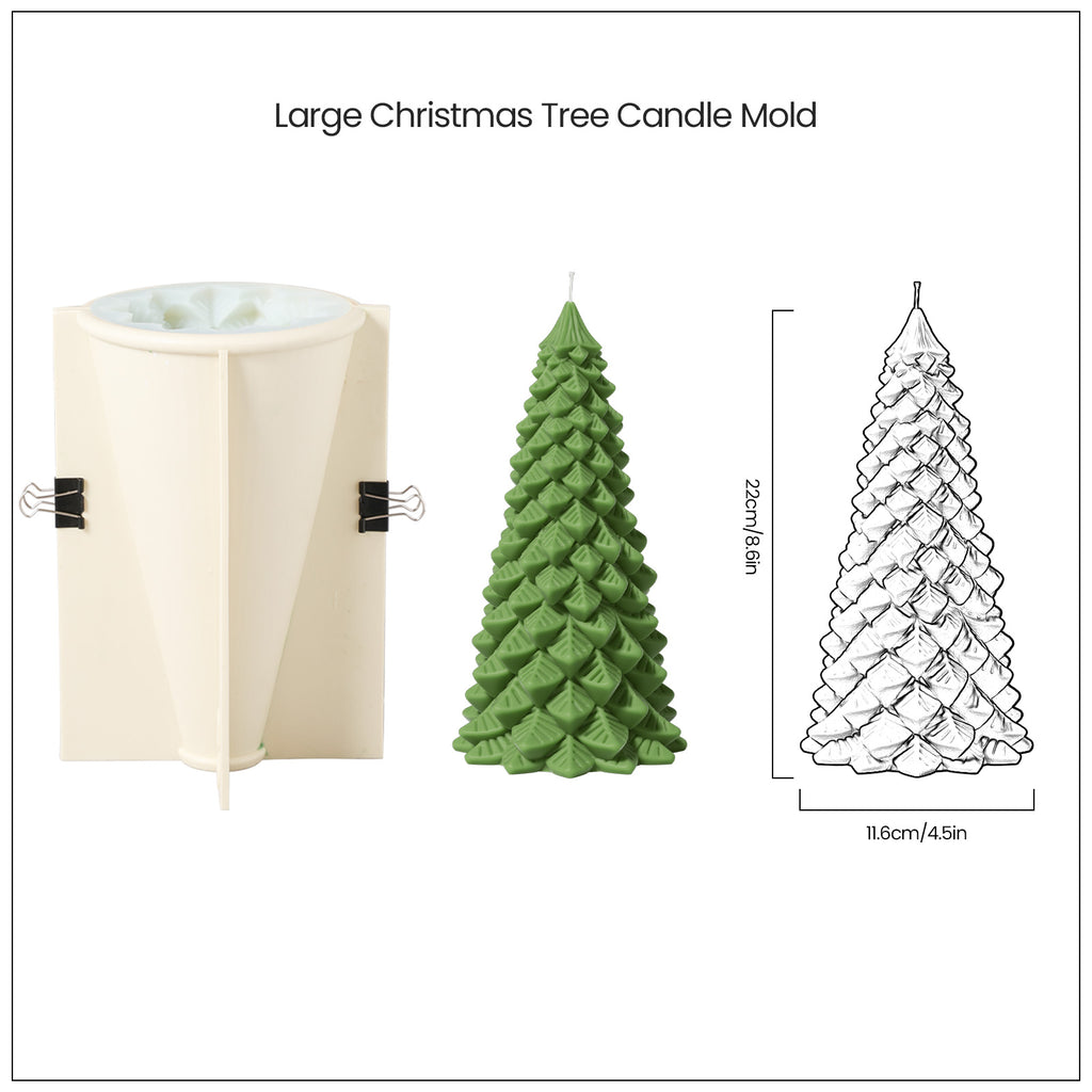 8-inch Christmas pine candle and white silicone mold and finished product size display-Boowan Nicole