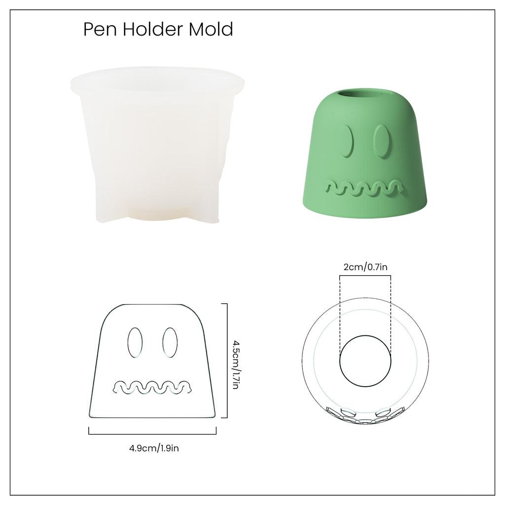 Green Bell-shaped Emotion Pen & Toothbrush, Holder and White Silicone Mold and Finished Size-Boowan Nicole