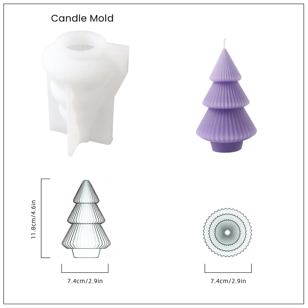 Purple Glowing Christmas Tree Candle and White Silicone Mold and Finished Size-Boowan Nicole