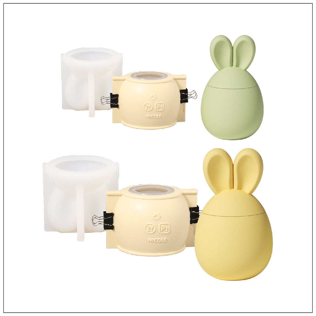 Yellow and Green Easter Bunny Candle Jar and Silicone Mold Making Kit