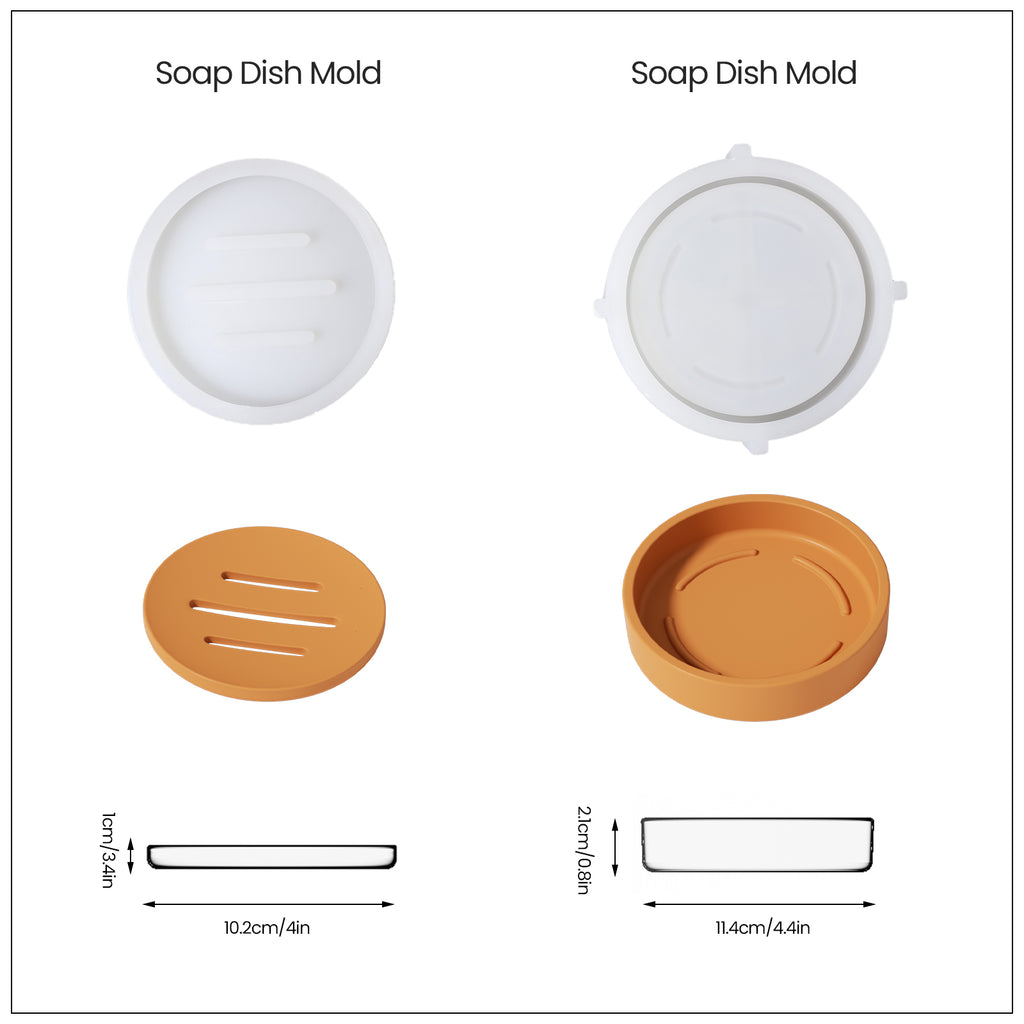 Horizontal drain pan, soap dish and corresponding silicone mold. The dimensions of the finished product are shown below.