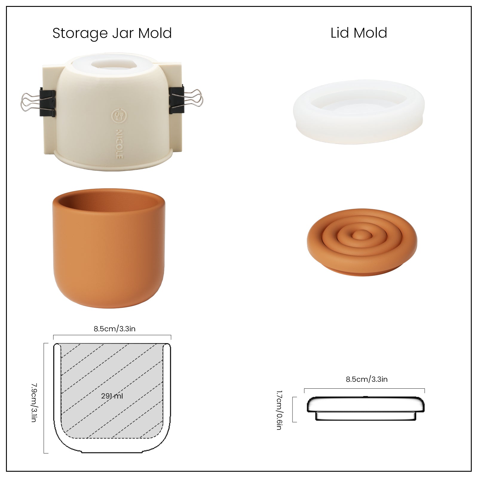 wriggle candle jars and white silicone molds - Boowan Nicole