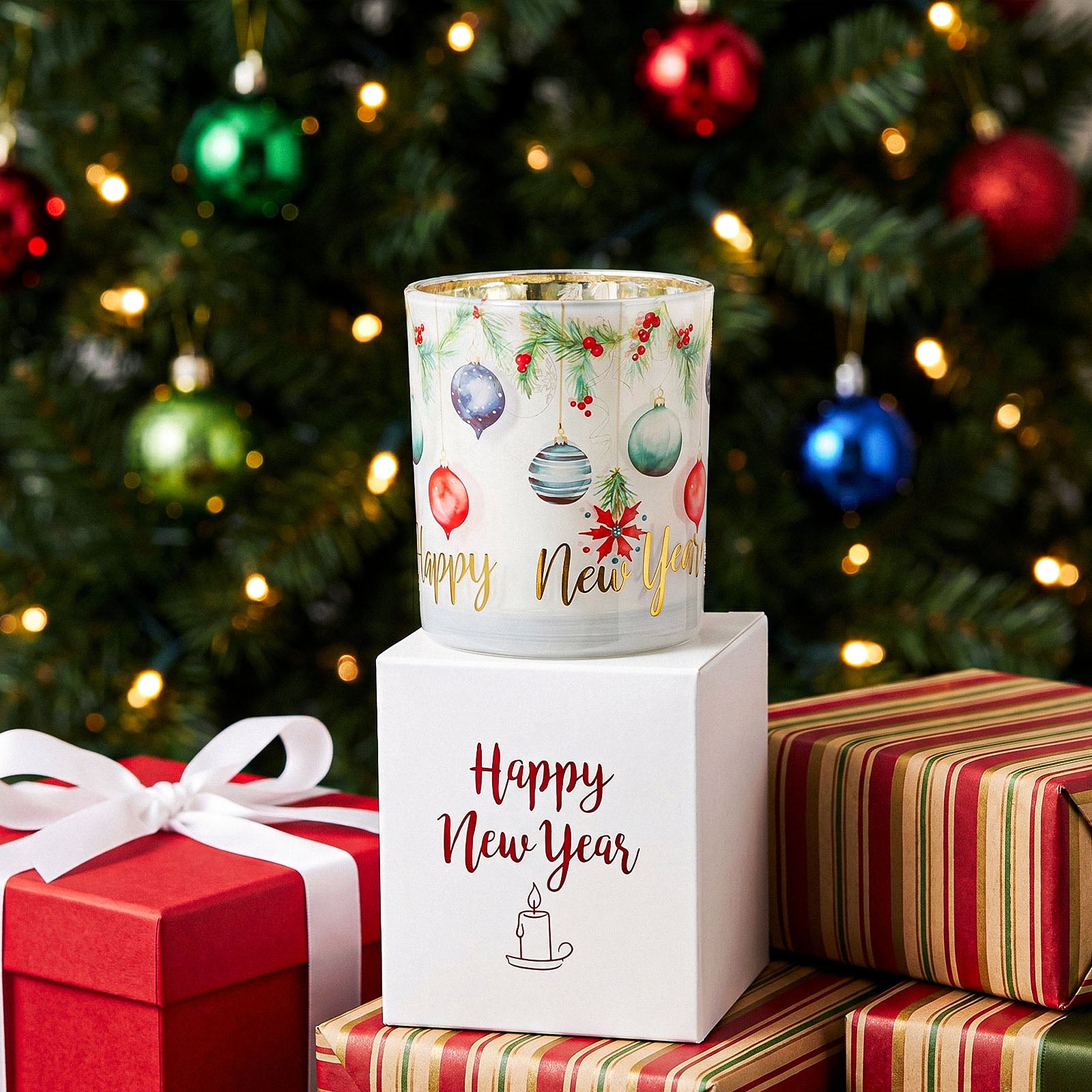 Christmas Ornament Glow Glass Candle Jar Collection - product detail 6