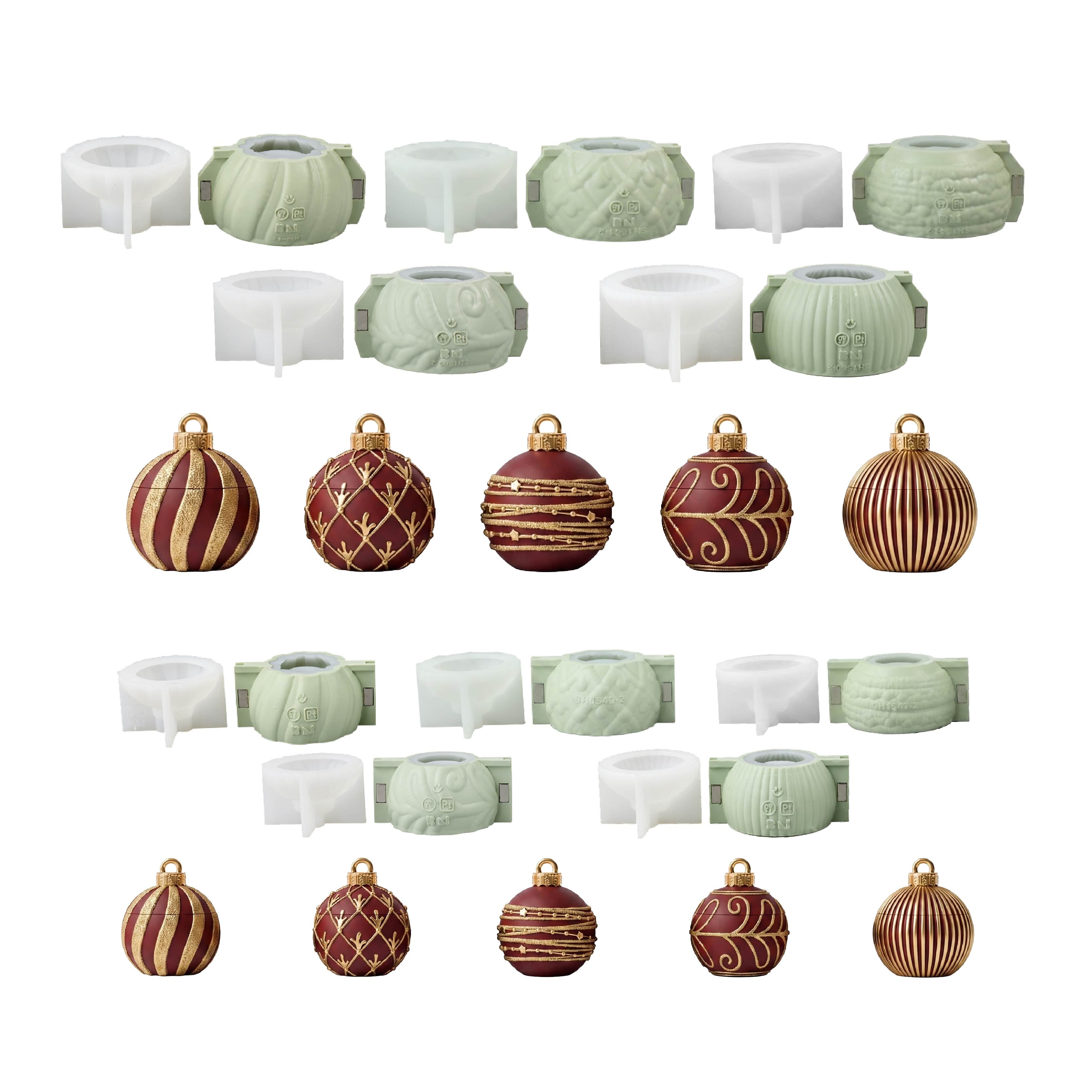 Sparkling Night Christmas Bauble Candle Jar Silicone Mold Collection