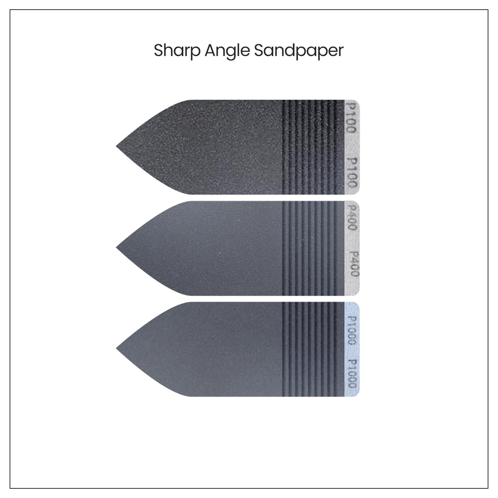 Shows the types of sandpaper available for triangular sanders.