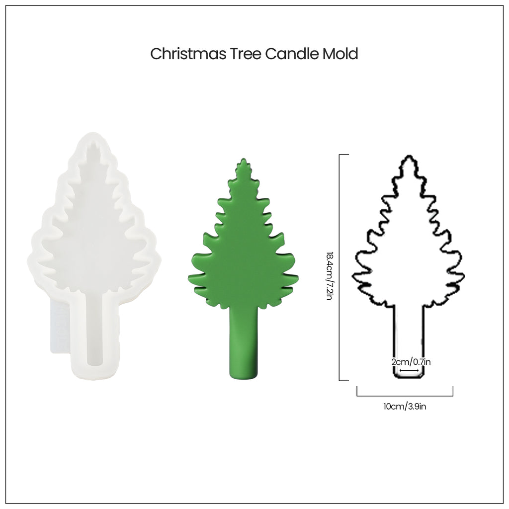 7.2-inch Christmas tree candle and silicone mold.