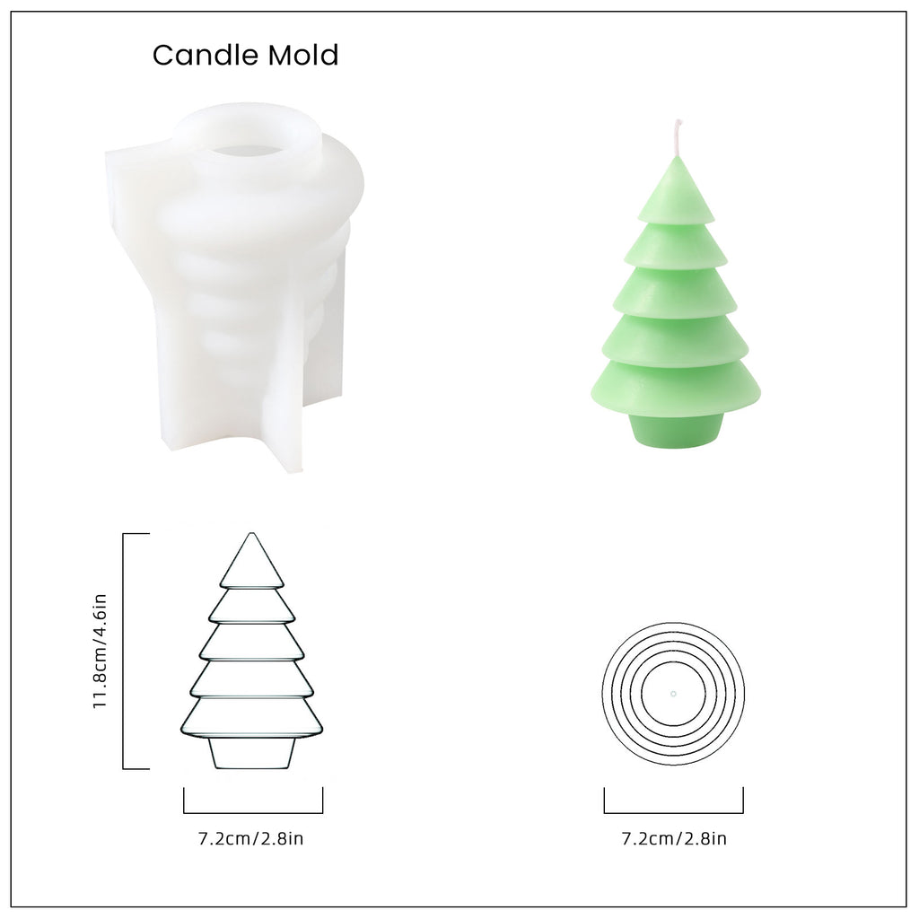 Green Glowing Christmas Tree Candle and White Silicone Mold and Finished Size-Boowan Nicole
