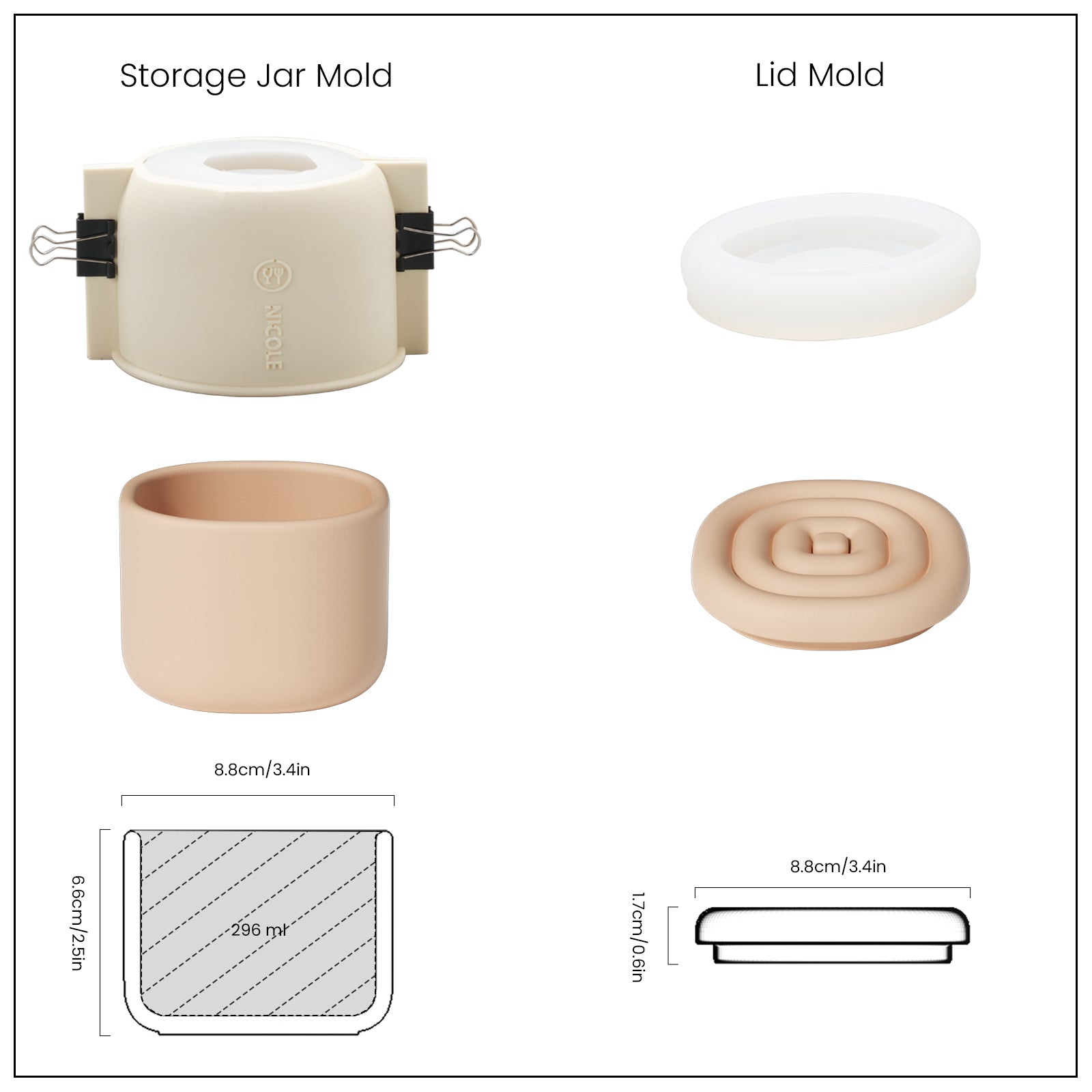 wriggle candle jars and white silicone molds - Boowan Nicole