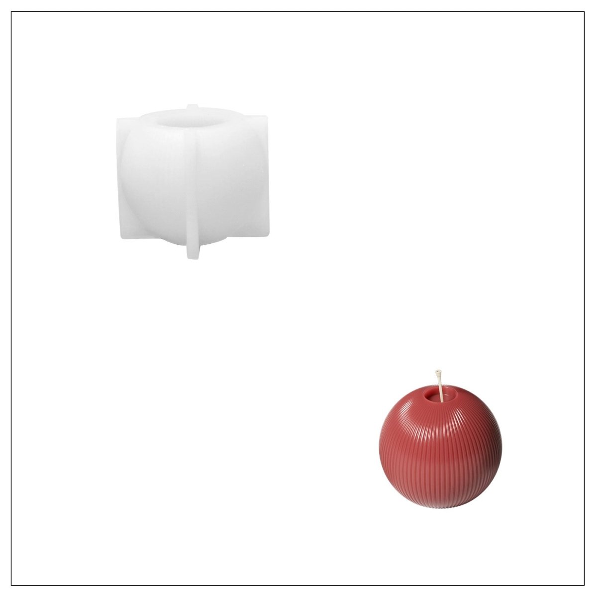 Elegant Stripes Christmas Bauble Candle Silicone Mold3D Candle MoldLZ0939