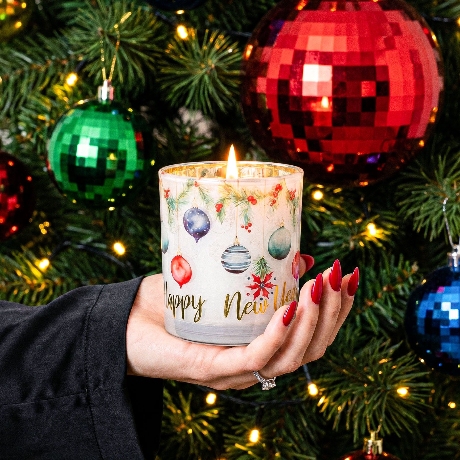 Christmas Ornament Glow Glass Candle Jar Collection - product detail 5
