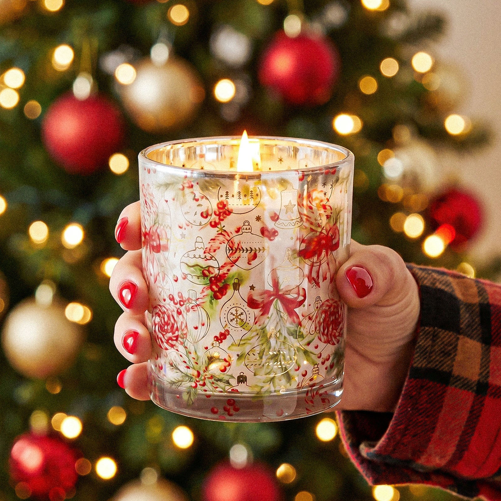 Christmas Bows & Baubles Glass Candle Jar Collection