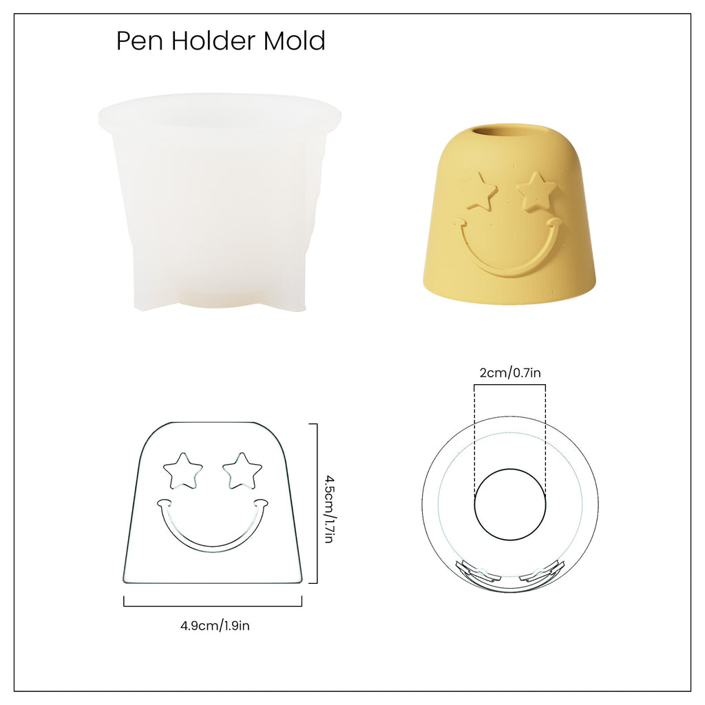 Yellow Bell-shaped Emotion Pen & Toothbrush, Holder and White Silicone Mold and Finished Size-Boowan Nicole
