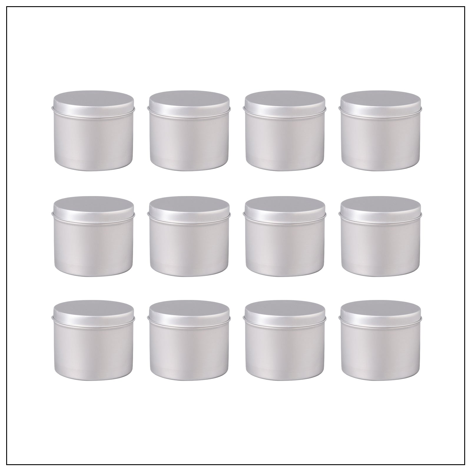 Twelve aluminum cans for making candle refills.