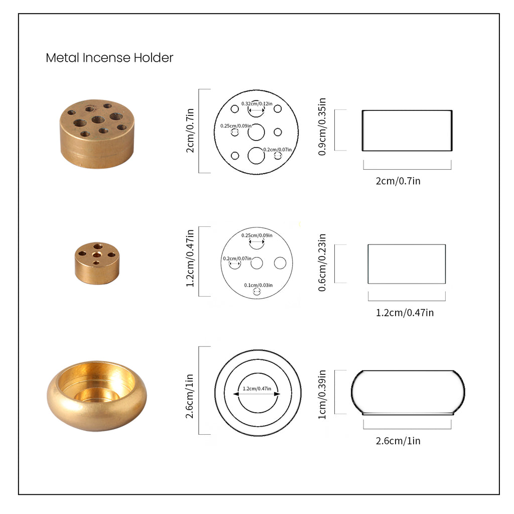 Three types of brass shaped incense holders and sizes-Boowan Nicole