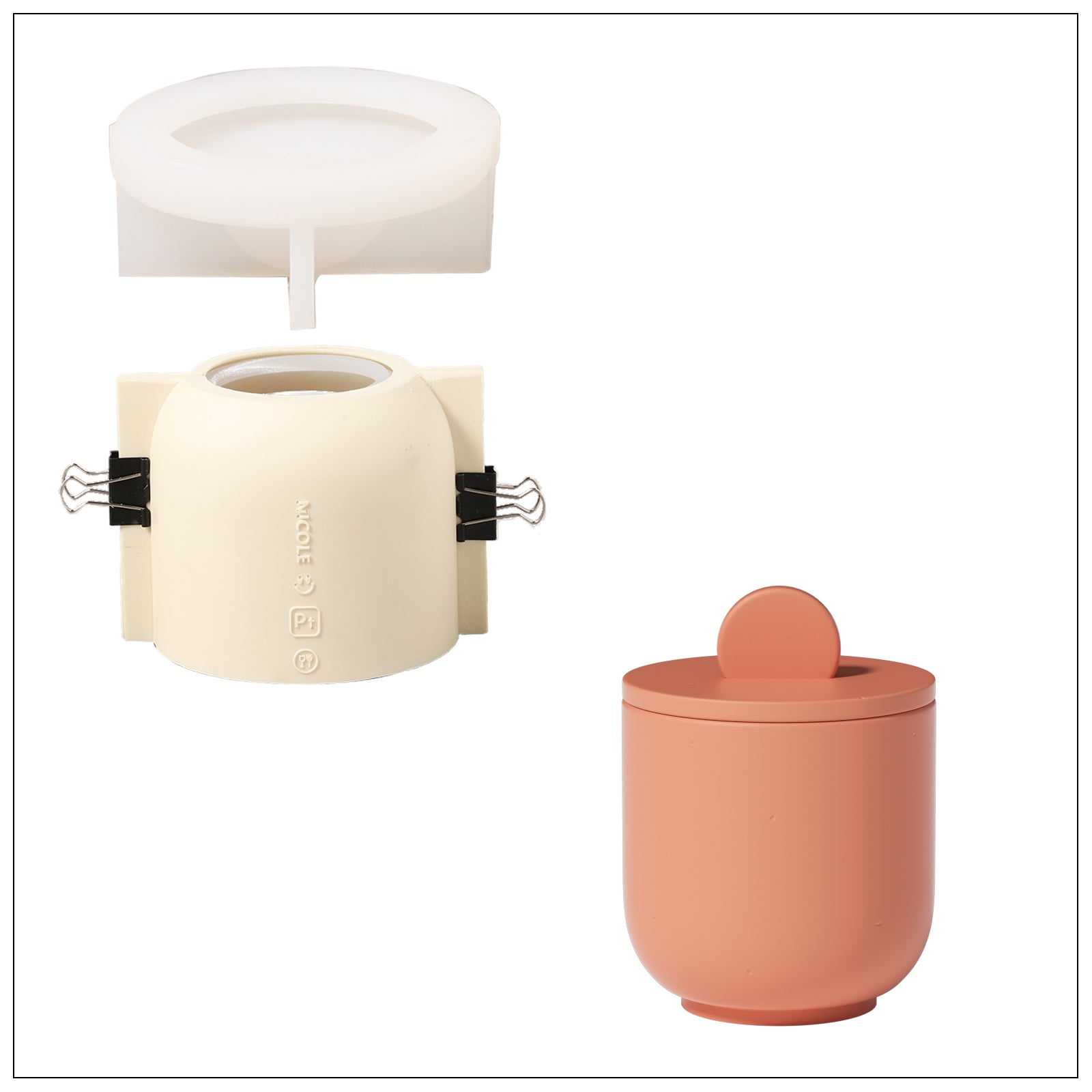 Silicone Mold Making Kit and Orange Raised Lid Candle Jar