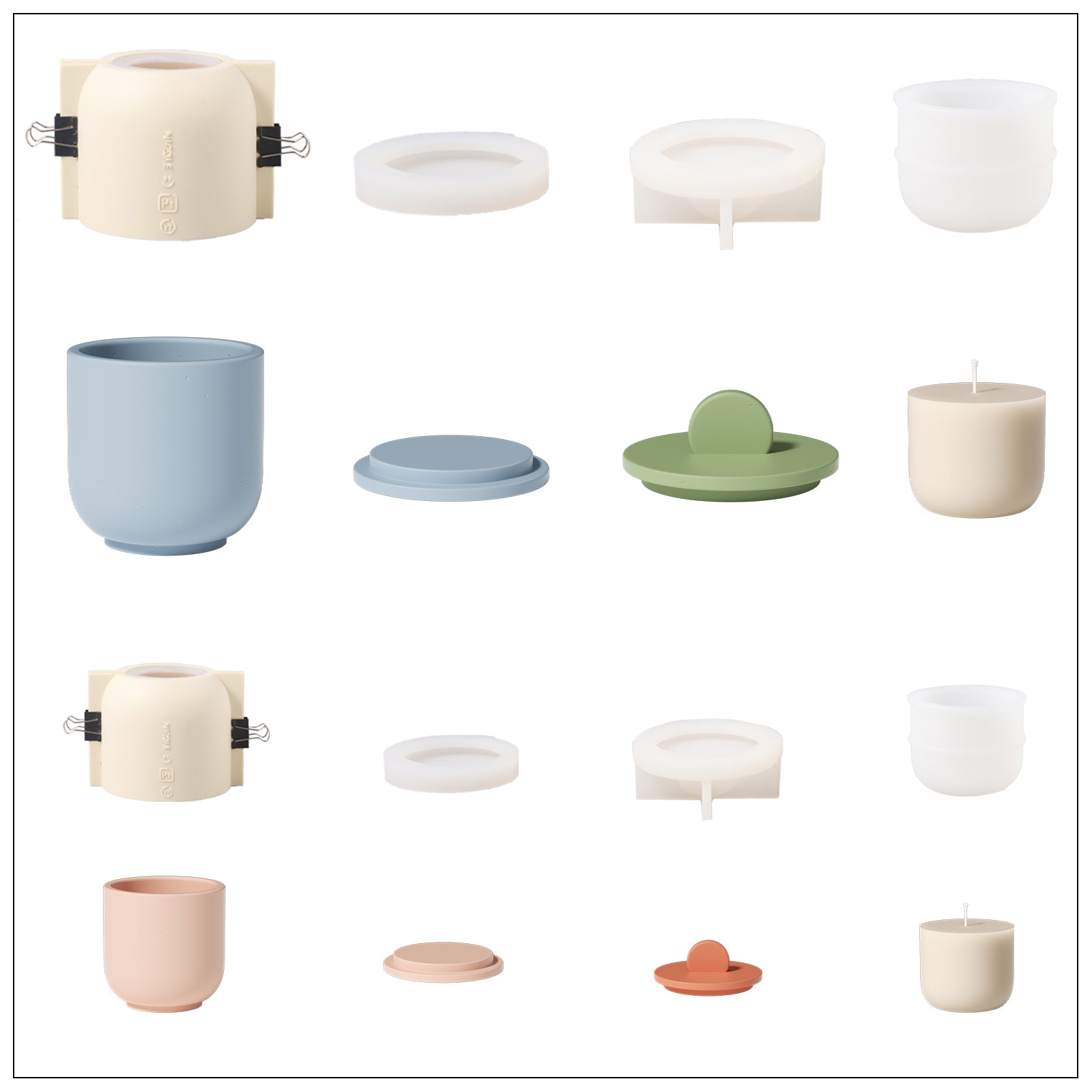 Silicone mold making kit and candle refills making mold display collection.