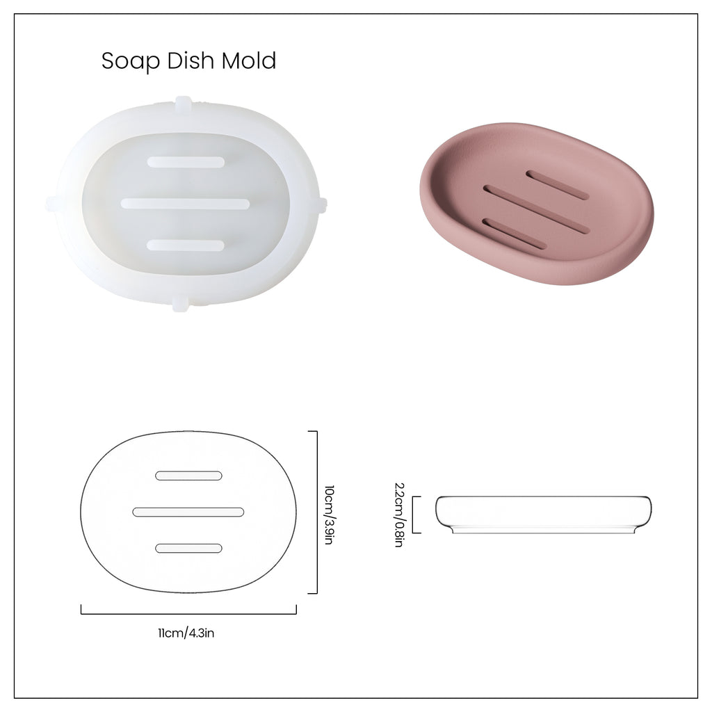 Fuchsia Soap Dish and Silicone Mold Set and Finished Dimensions -Boowan Nicole