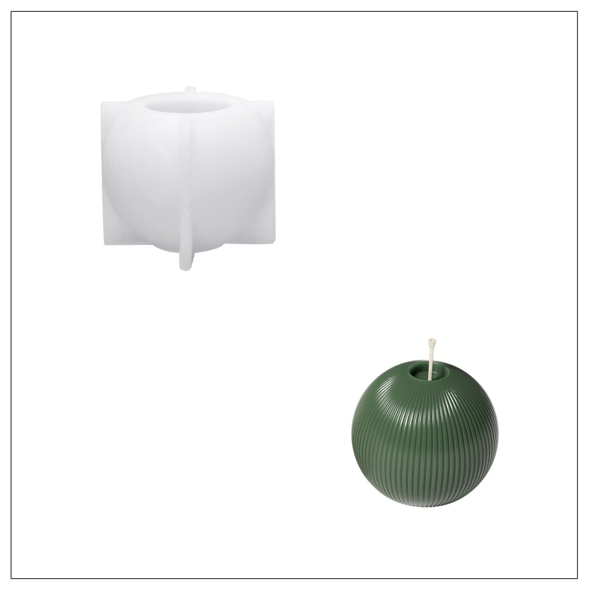 Elegant Stripes Christmas Bauble Candle Silicone Mold3D Candle MoldLZ0932