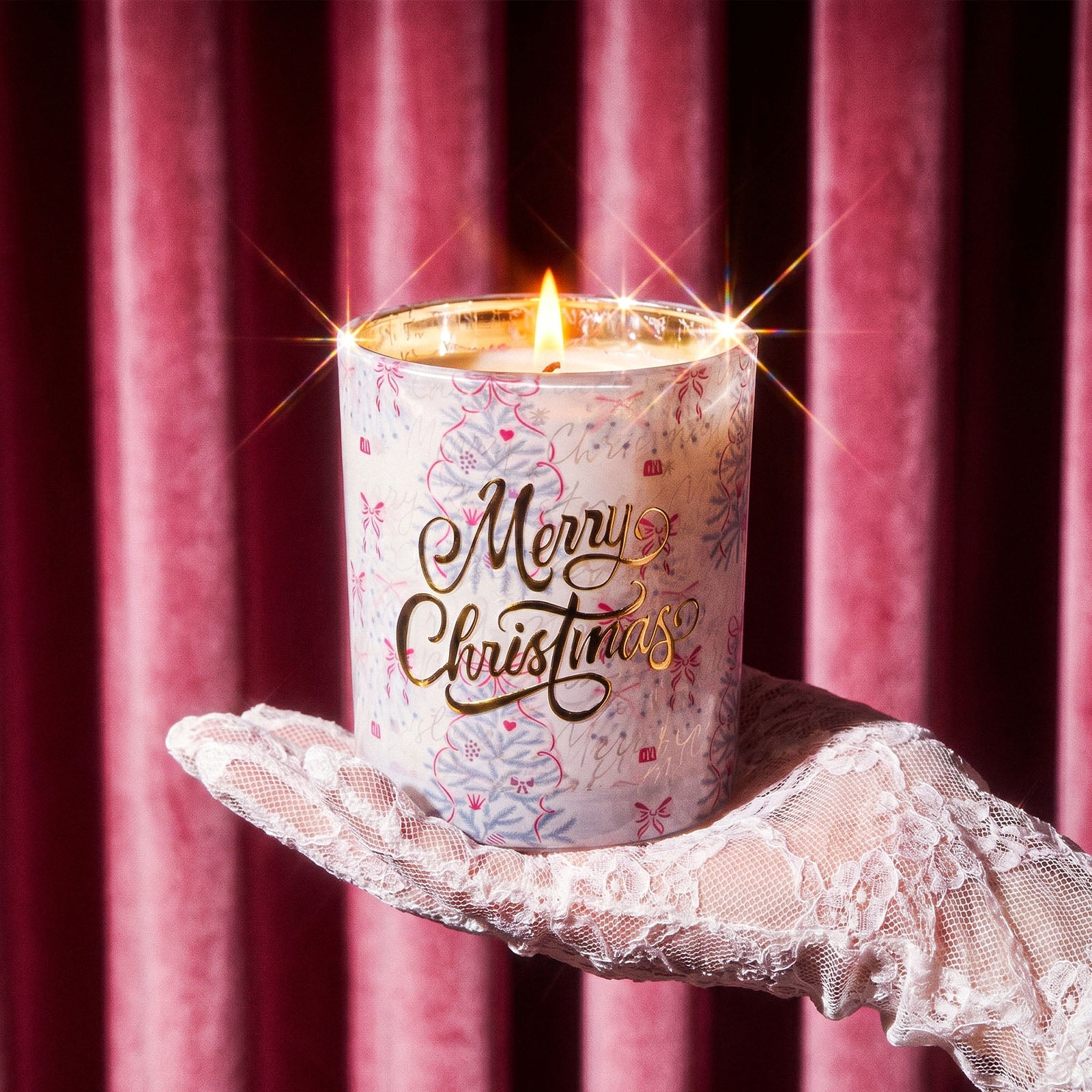 Pink Ribbon Christmas Glass Candle Jar Collection