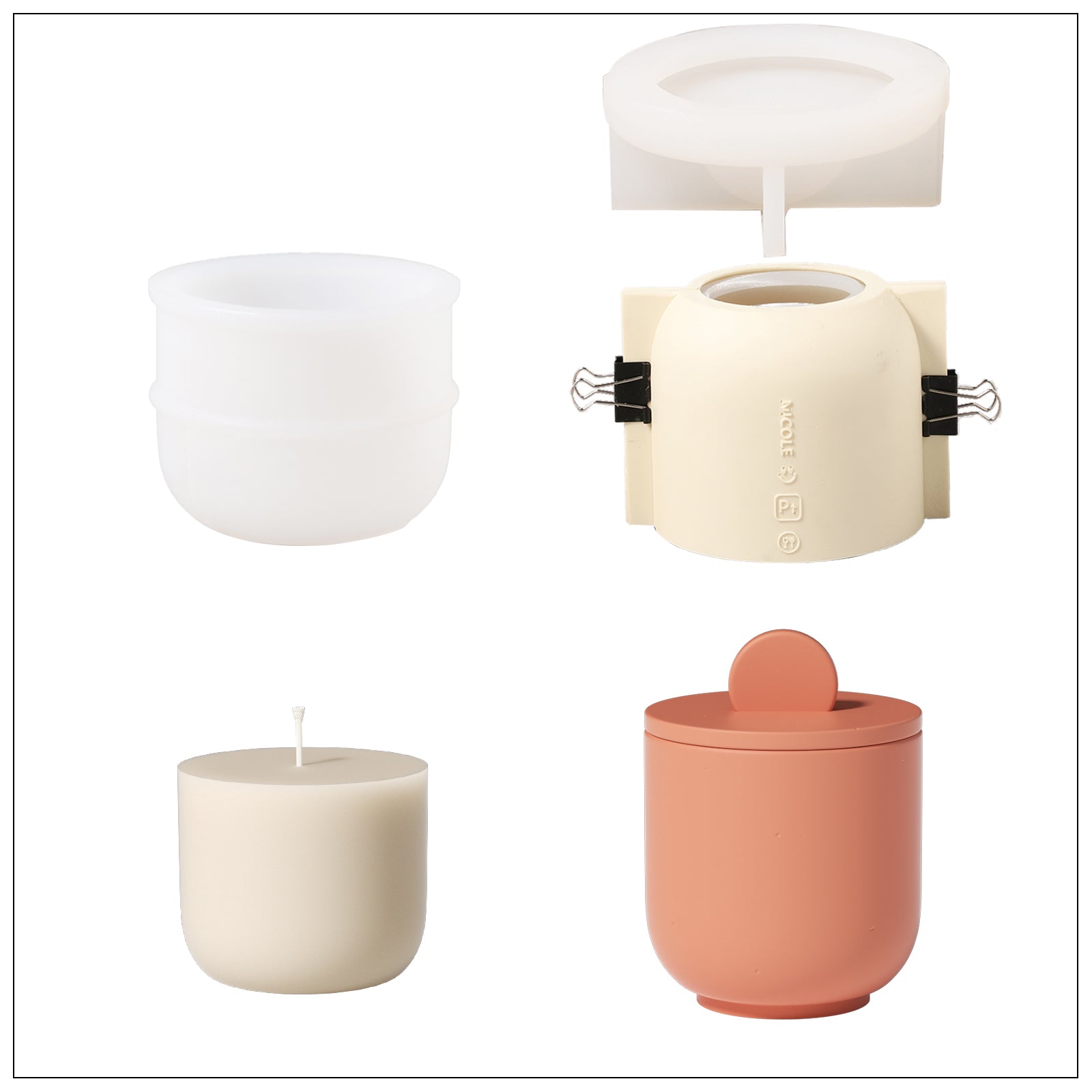 Small Candle Refills and Finished Products, Silicone Mold Making Kit and Red Raised Lid Candle Jar