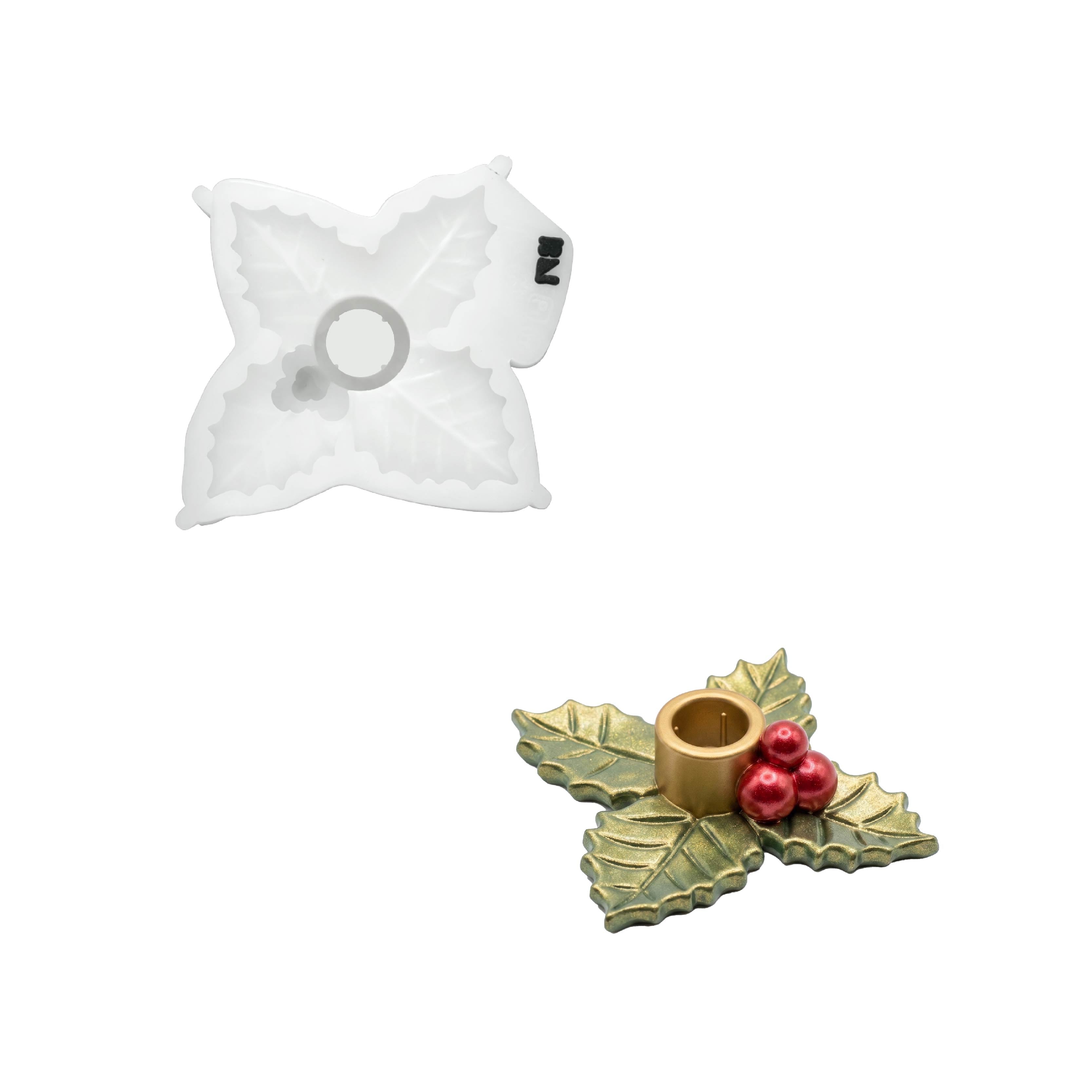 Azulmostaza × Boowan Nicole｜Christmas Holly Berry Candle Holder Silicone Mold