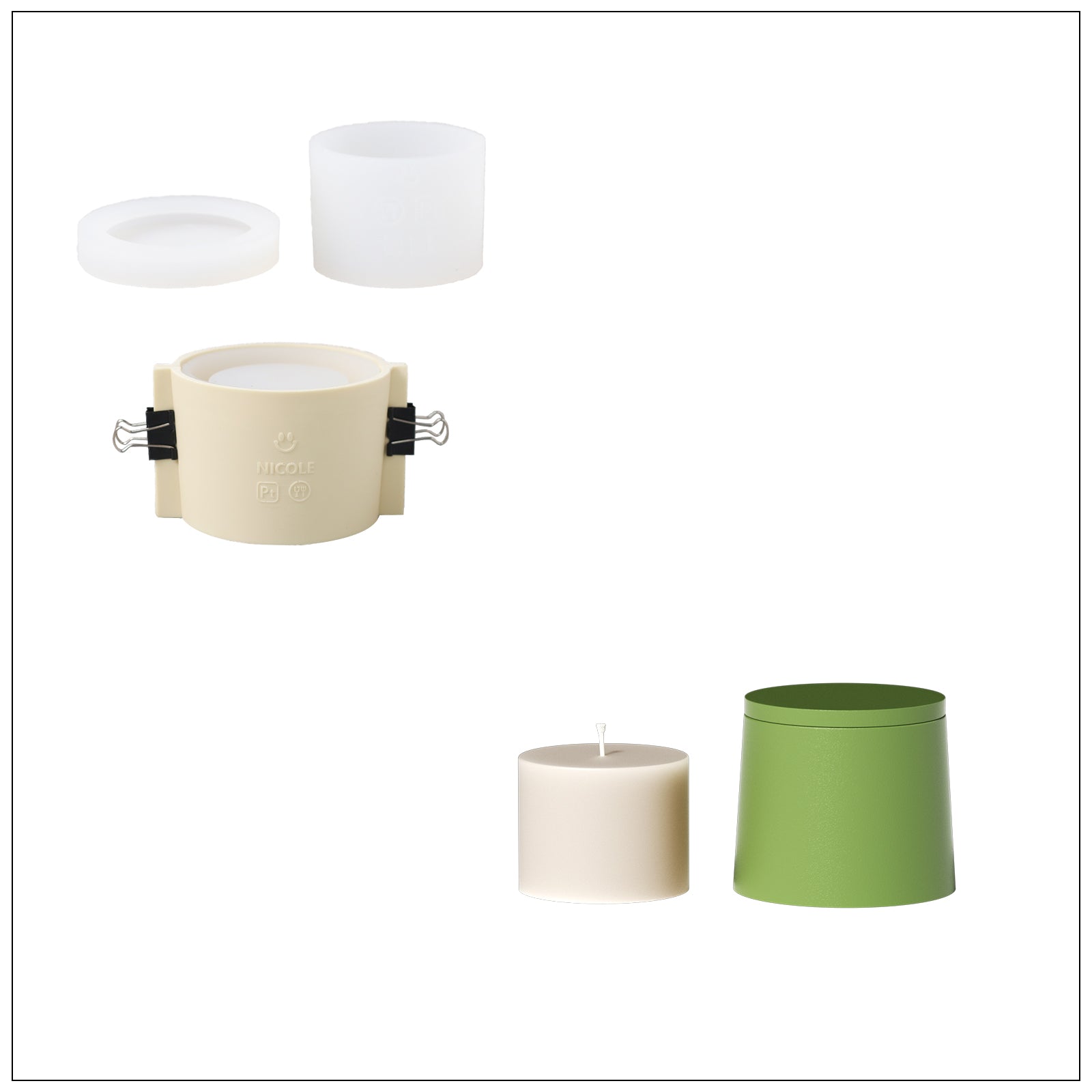 3.9オンス シンプルスタイル キャンドルジャー シリコンモールド＆キャンドルリフィルモールド