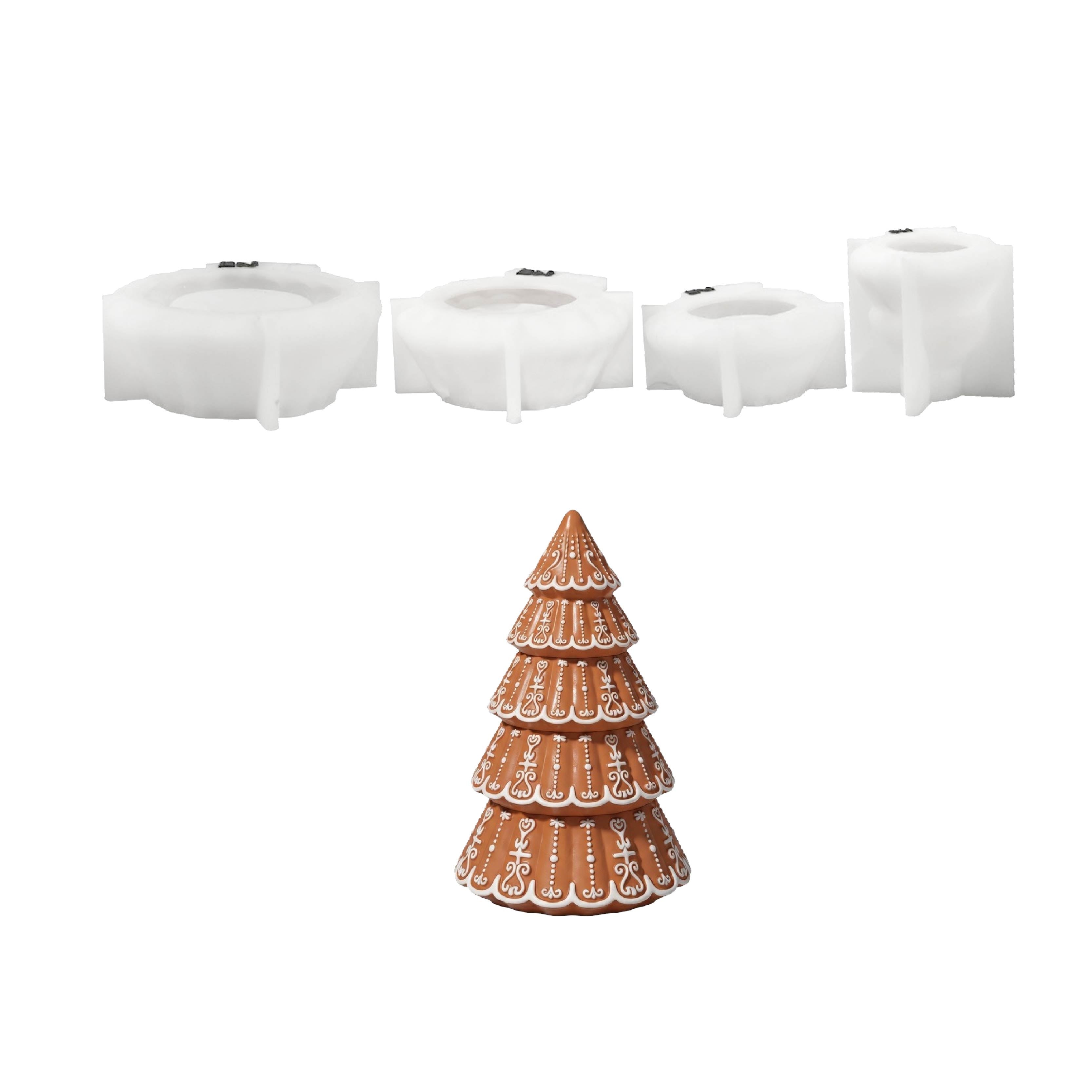 Vintage Christmas Tree Stacking Candle Jar Silicone Mold
