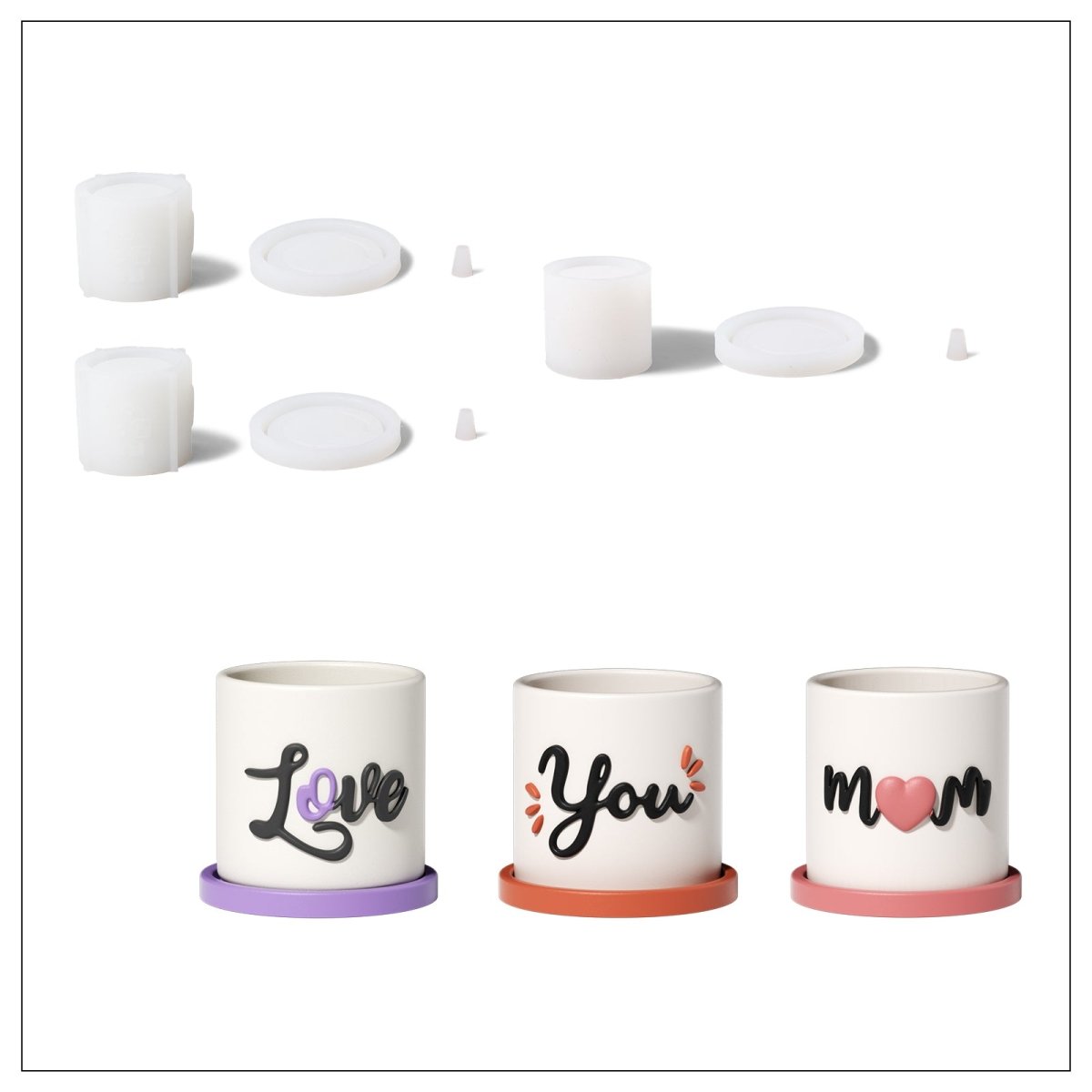 Let Love Grow - Blooming Love for Mom Plant Pot & Tray Silicone Mold CollectionPlant Pot MoldSH1182-83+SH819*3+SH846-1+A0269*3