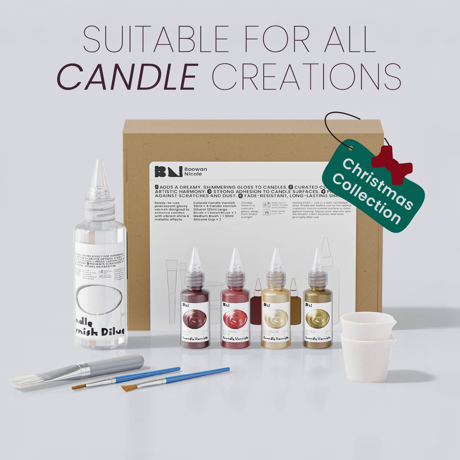 Colored Glossy Candle Varnish Set -4 Of Vintage Gala Colors