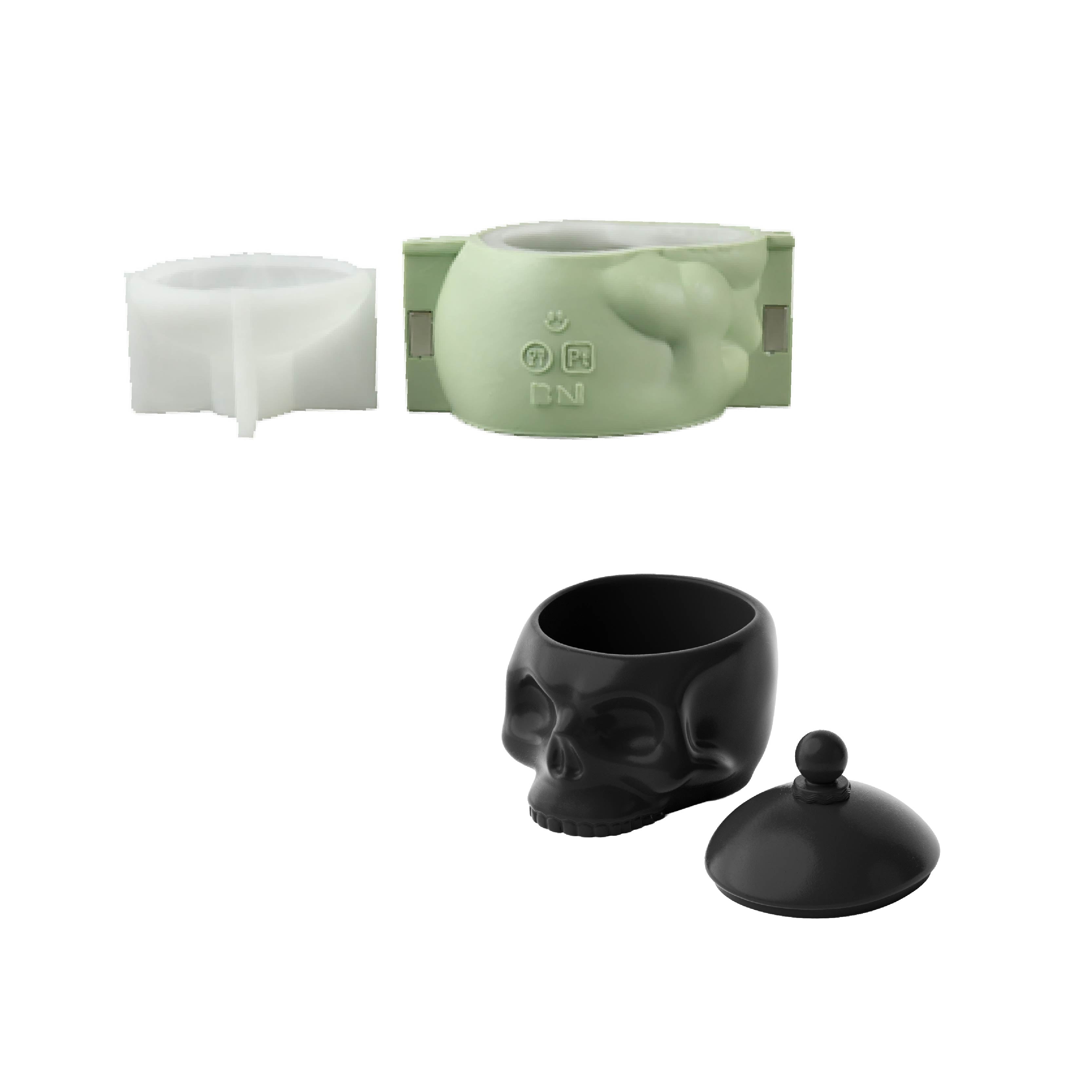 Midnight Skull Candle Jar Silicone Mold