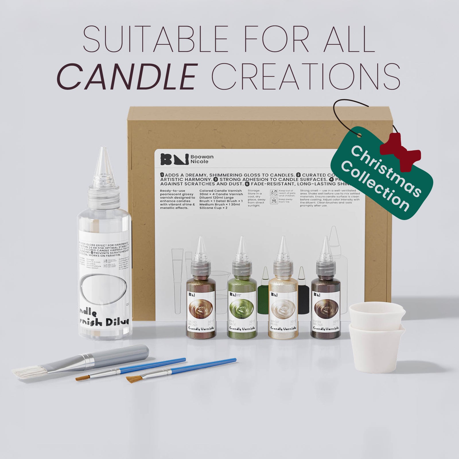 Colored Glossy Candle Varnish Set -4 Of Christmas Forest Color