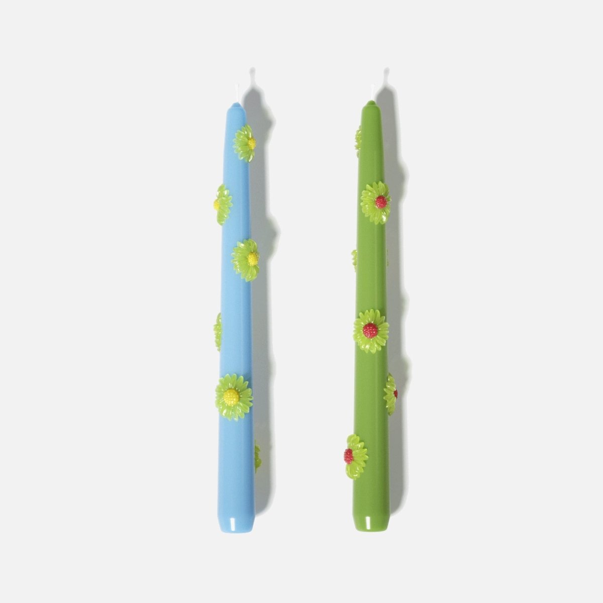 BLOSSOM Taper Candle Daisy Delight - Set of 2 - Fresh Green & Sky Blue - Long VersionCandleC0281-[2]