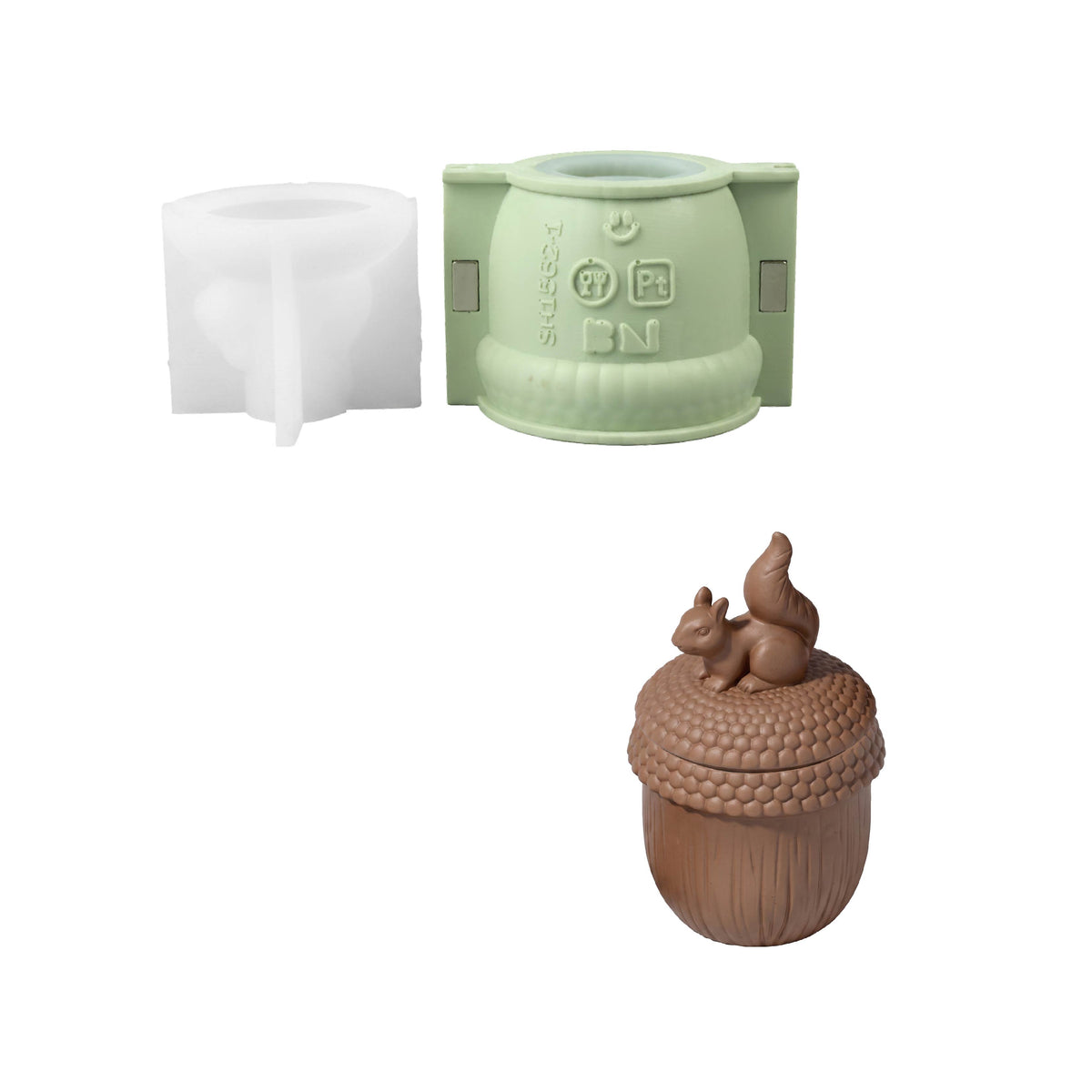 Squirrel Acorn Candle Jar Silicone Mold