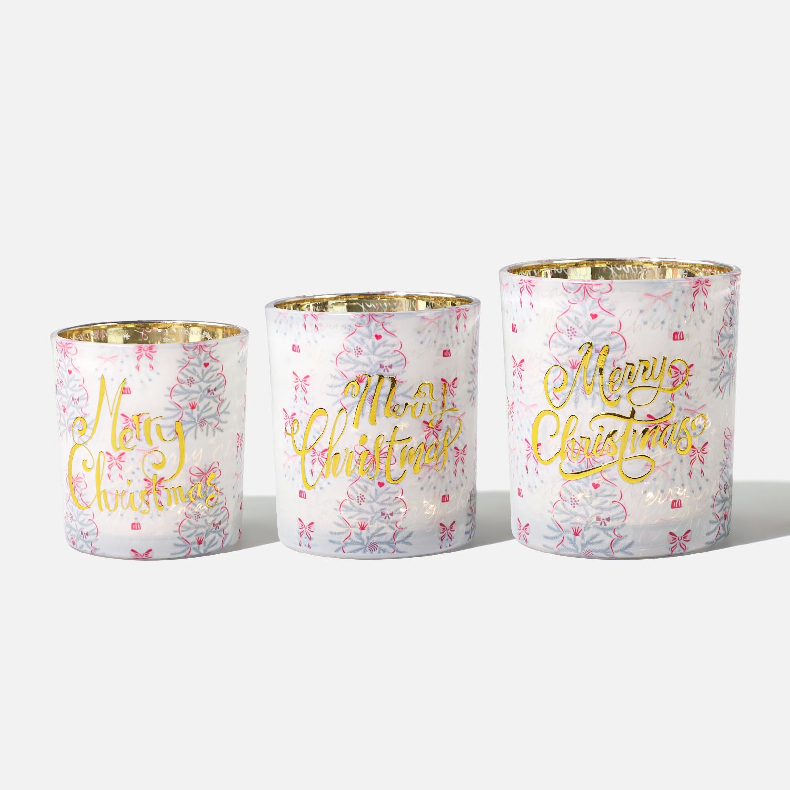 Pink Ribbon Christmas Glass Candle Jar Collection