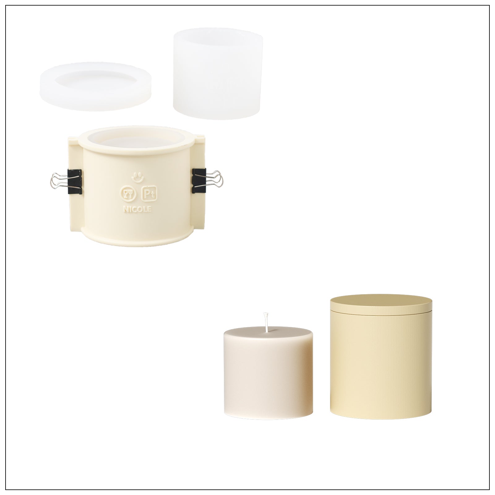 Moule en silicone pour pot de bougie de 9,6 oz et moule de recharge pour bougie