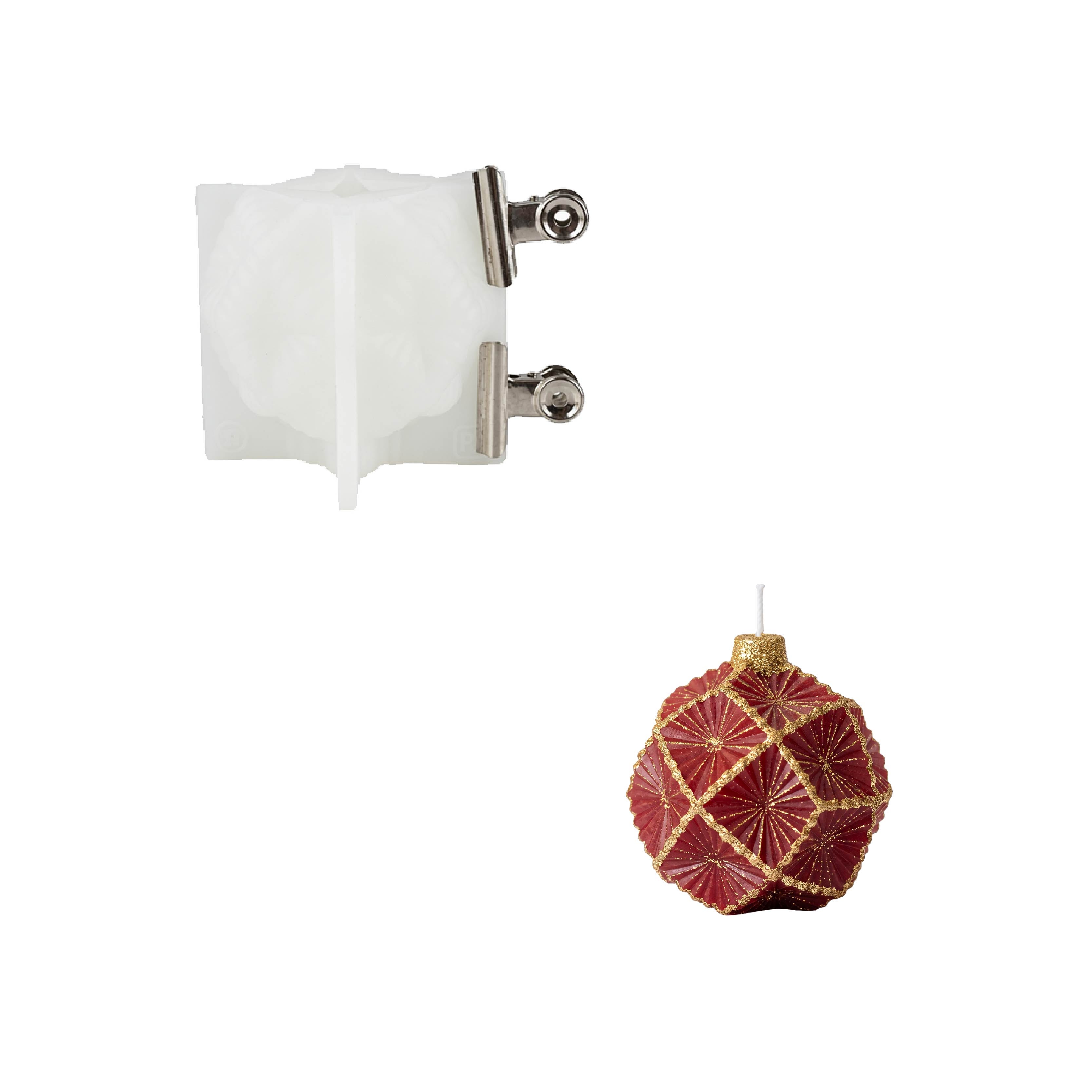 Jewel Facet Christmas Bauble Candle Silicone Mold