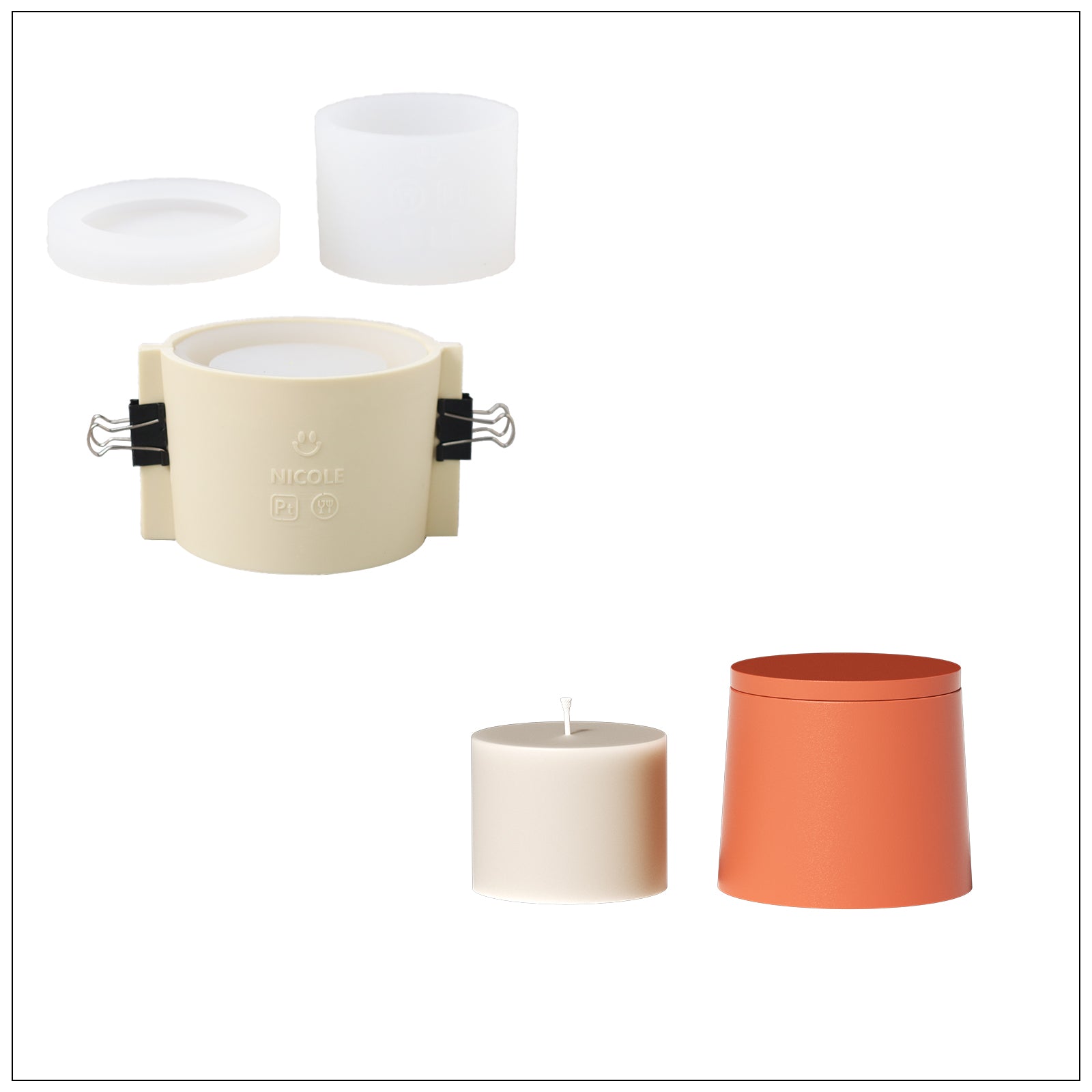 قالب سيليكون لشمعة بسيطة النمط بوزن 6.3 أونصة و قالب تعبئة شمعة