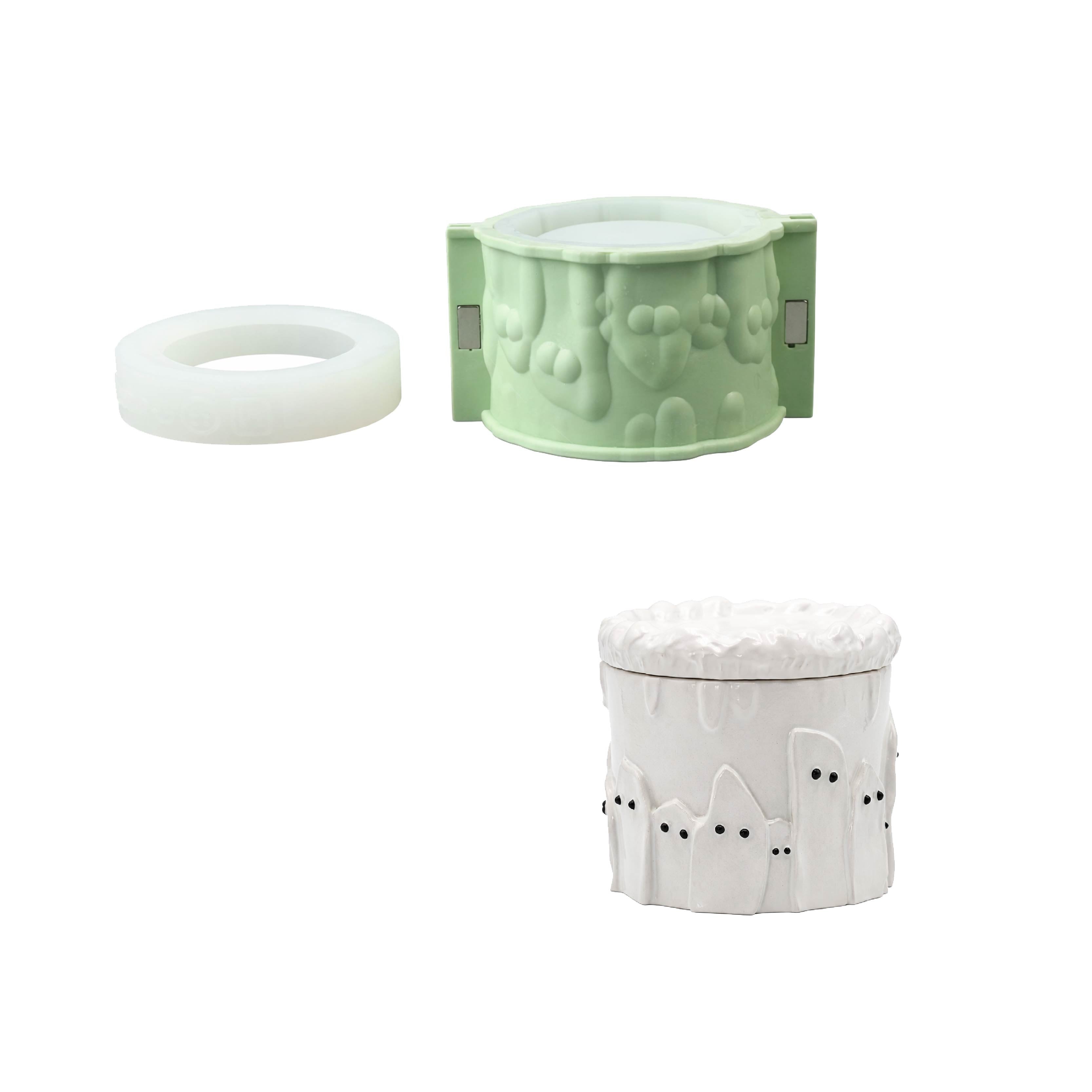 Ghostly Cake Candle Jar Silicone Mold
