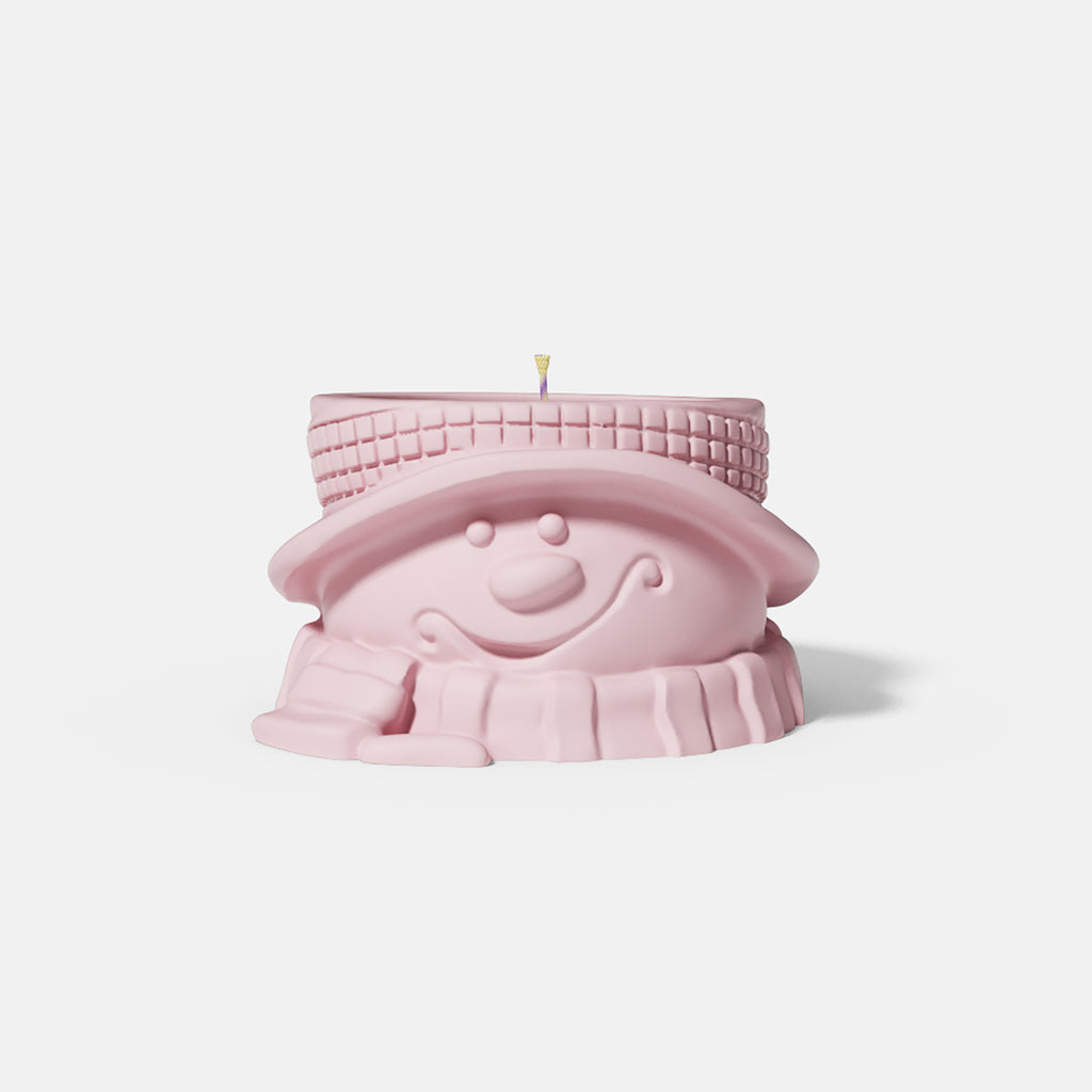 Pink Scarf Christmas Snowman Tea Light Candle Holder-Boowan Nicole