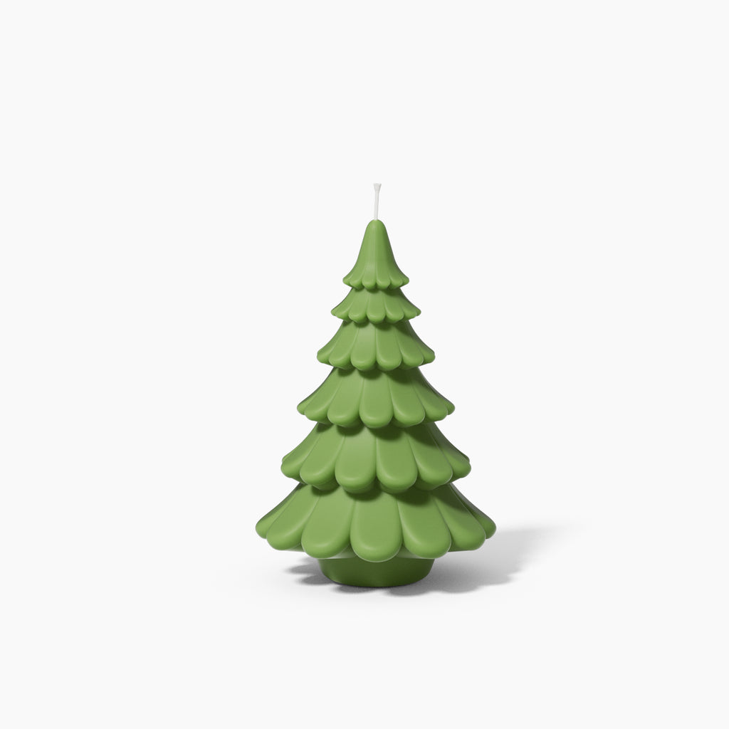 6-Inch Green Layered Christmas Tree Candle by Boowan Nicole.