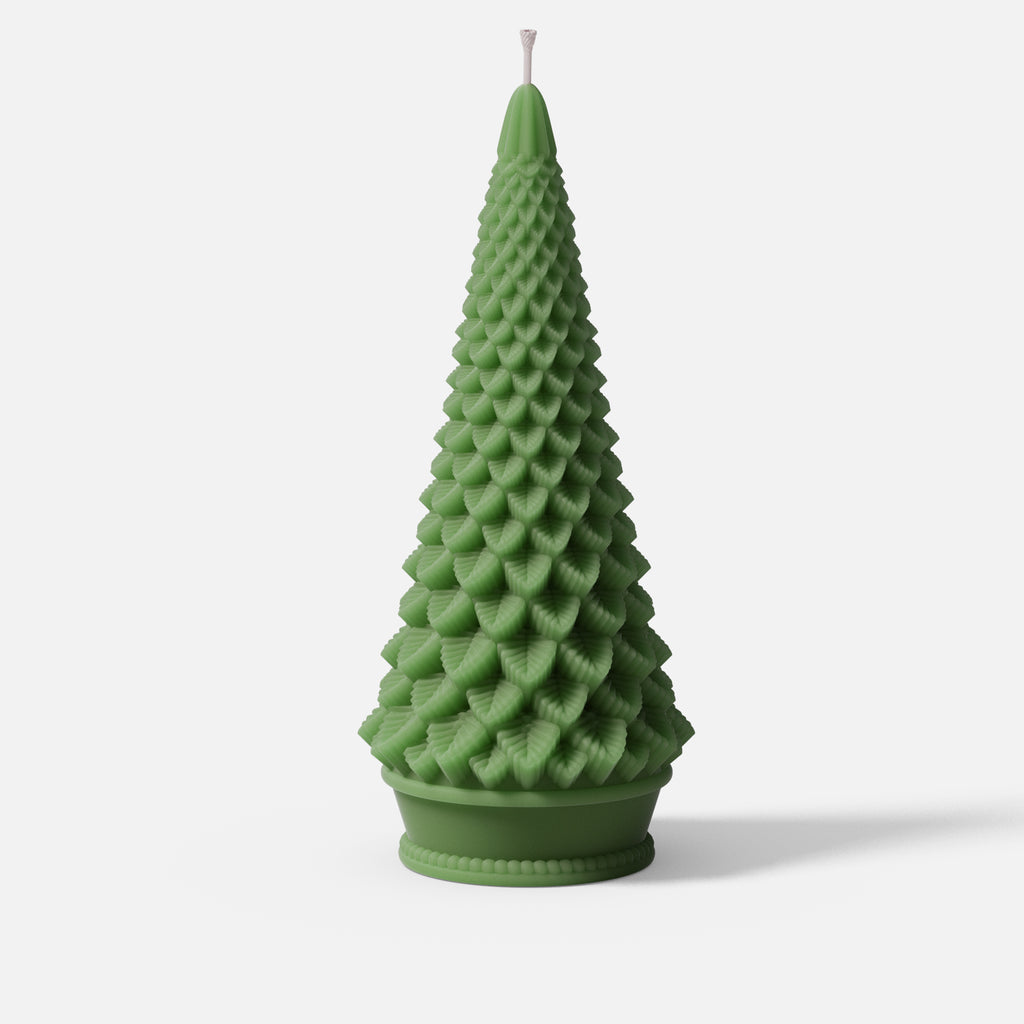 Green 9-Inch Tapered Christmas Tree Candle - Boowan Nicole