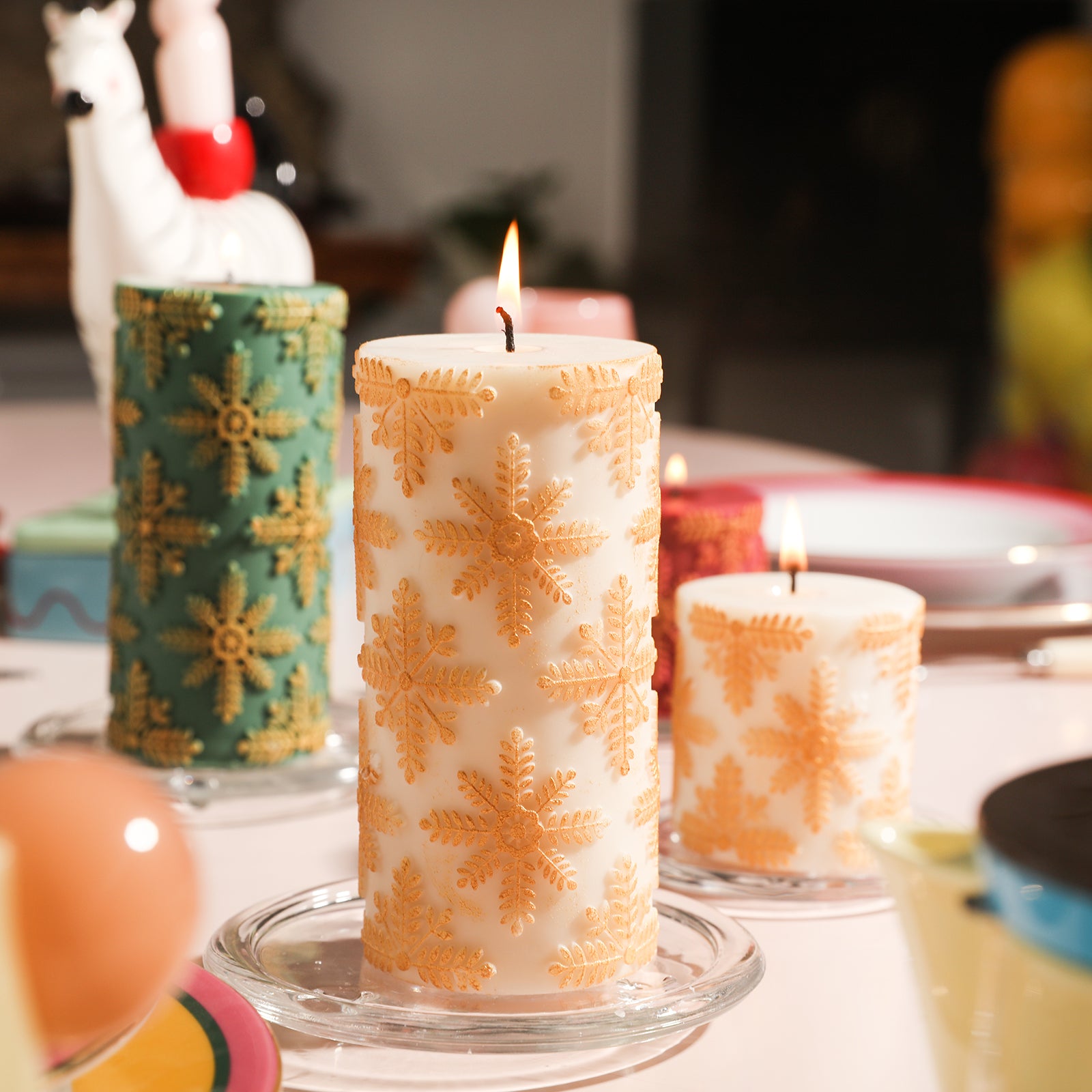 Christmas Candle Collection Silicone Mold with Snowflake Pattern