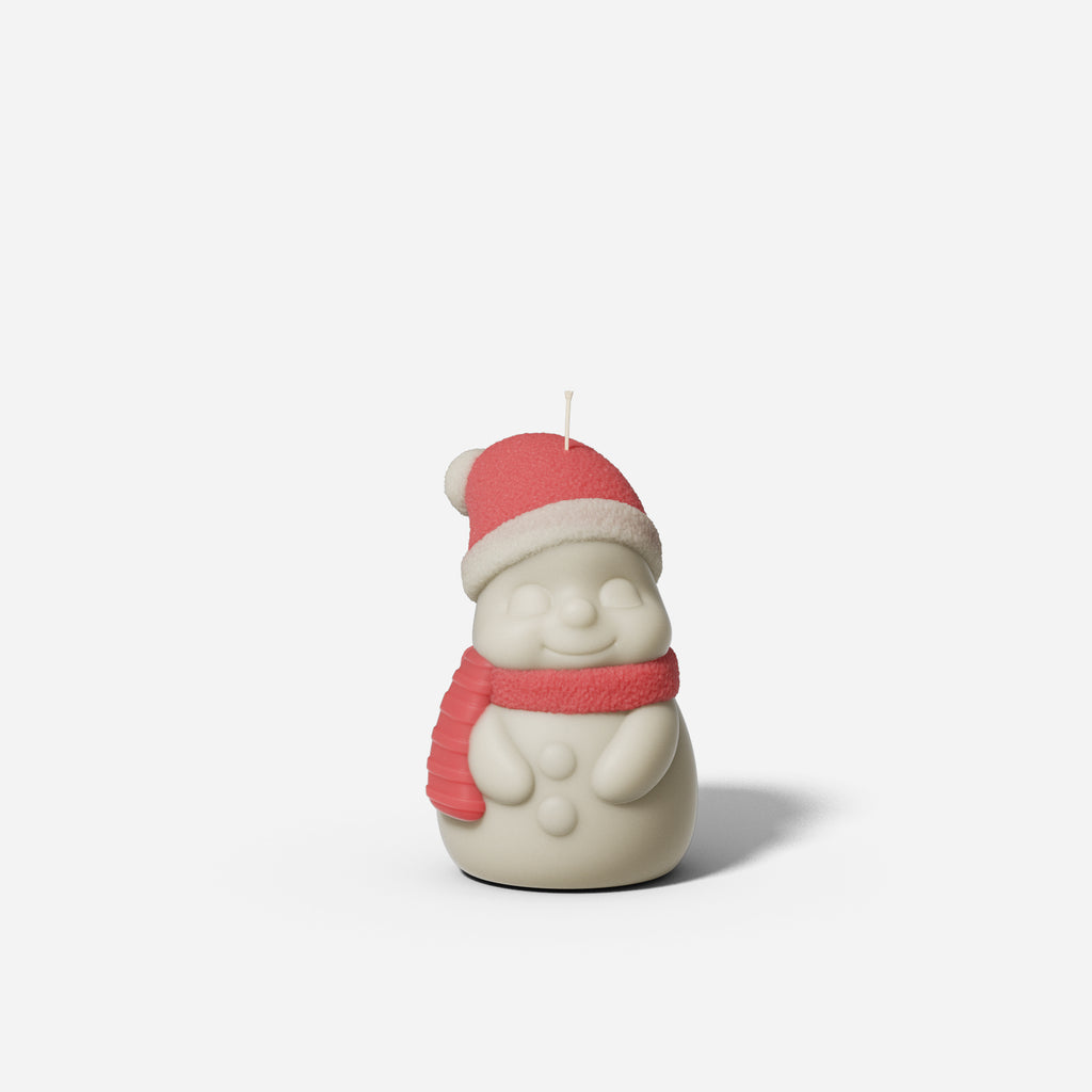 Lovely and Shy Snowy Friend Candle in Red Hat and Scarf -Boowan Nicole