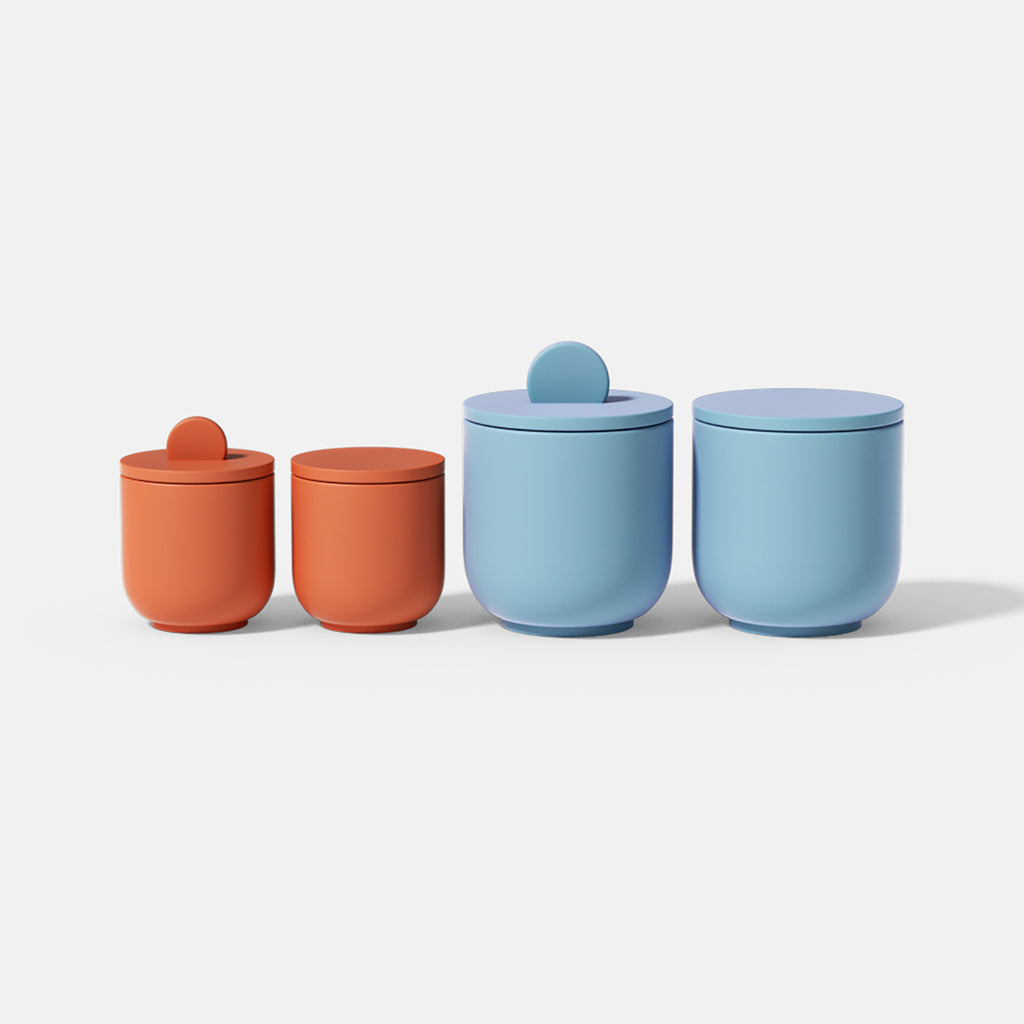 Left: Compact Orange Candle Jar, Right: Spacious Blue Candle Jar with Handle Options